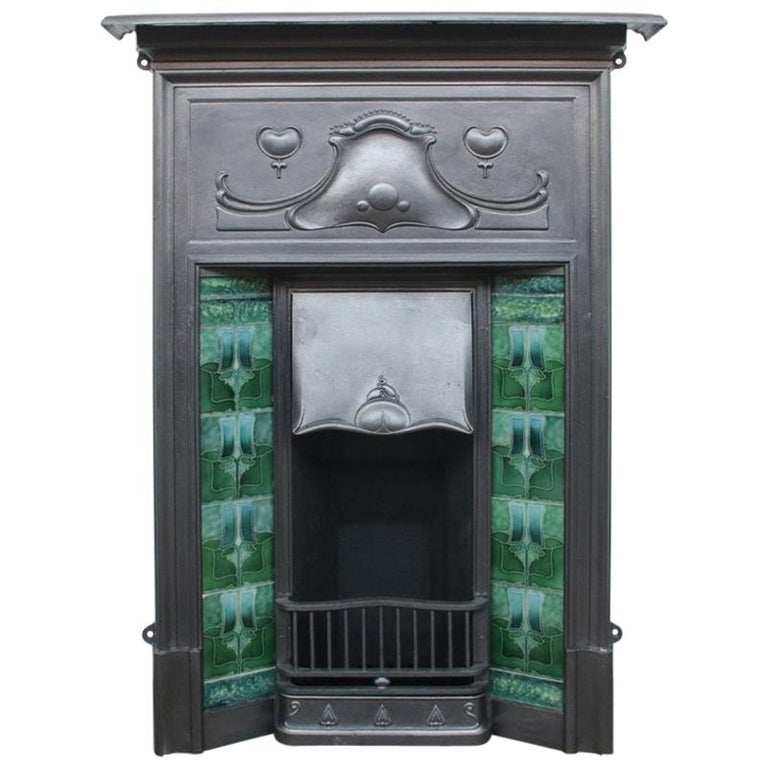Reclaimed Edwardian Art Nouveau Cast Iron Combination Fireplace at 1stDibs