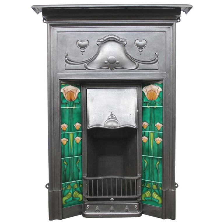 Reclaimed Edwardian Art Nouveau Cast Iron Combination Fireplace at 1stDibs