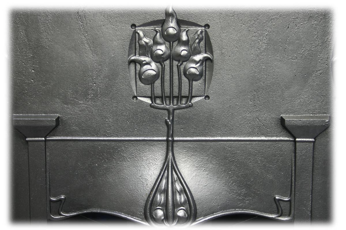 20th Century Reclaimed Edwardian Art Nouveau Cast Iron Combination Grate