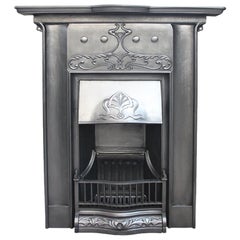 Antique Reclaimed Edwardian Art Nouveau Cast Iron Fireplace