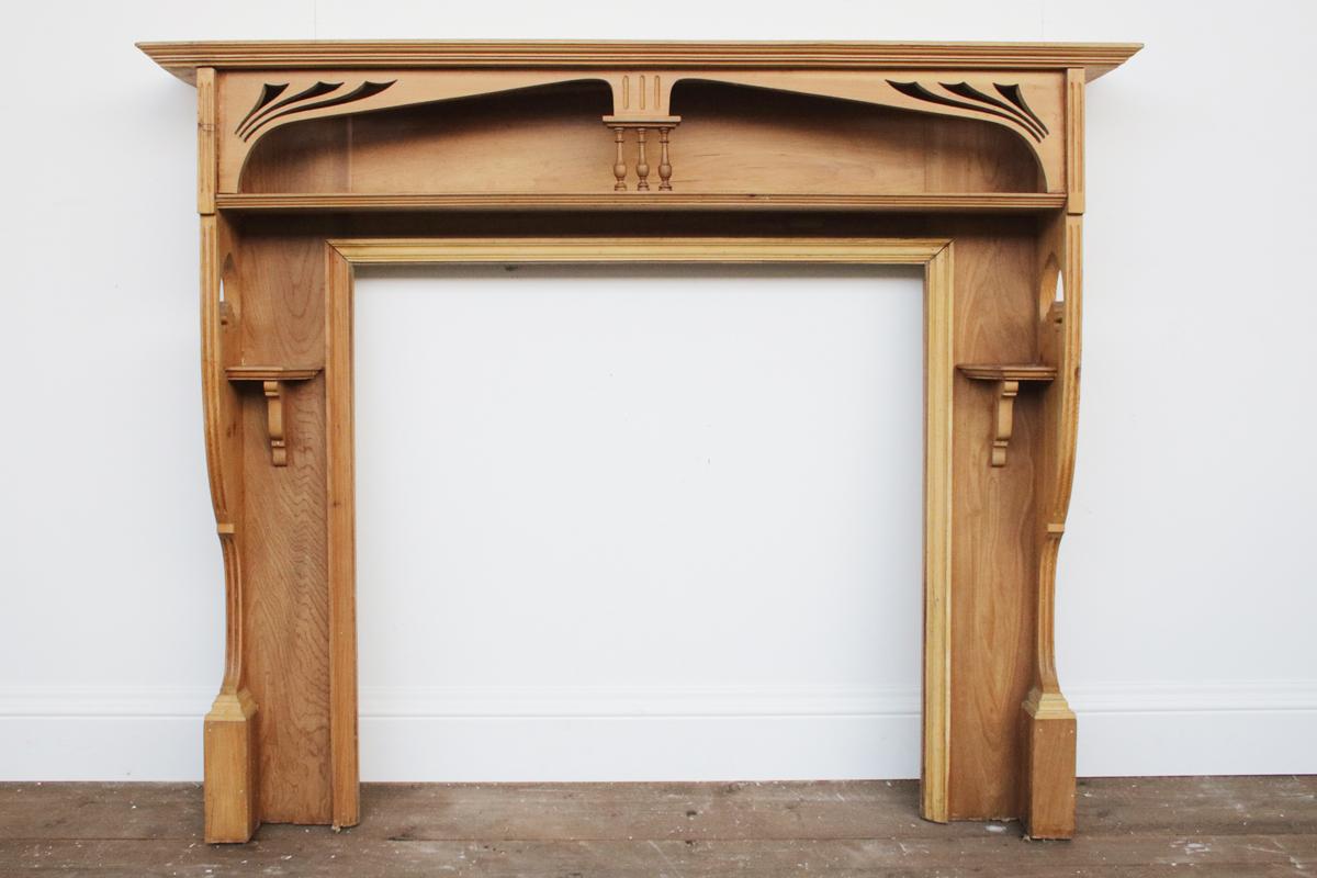 Reclaimed Edwardian Art Nouveau Pine Fireplace Surround 5