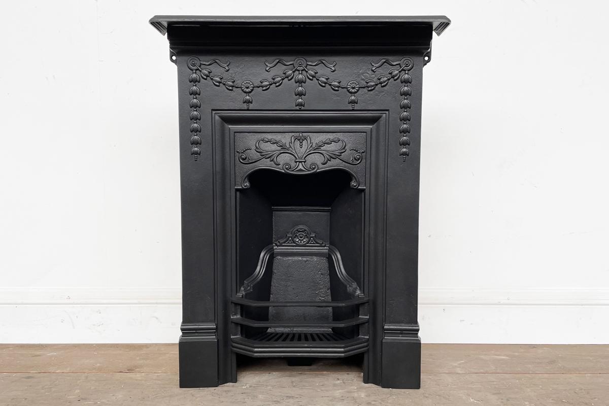 English Reclaimed Edwardian Cast Iron Combination Fireplace