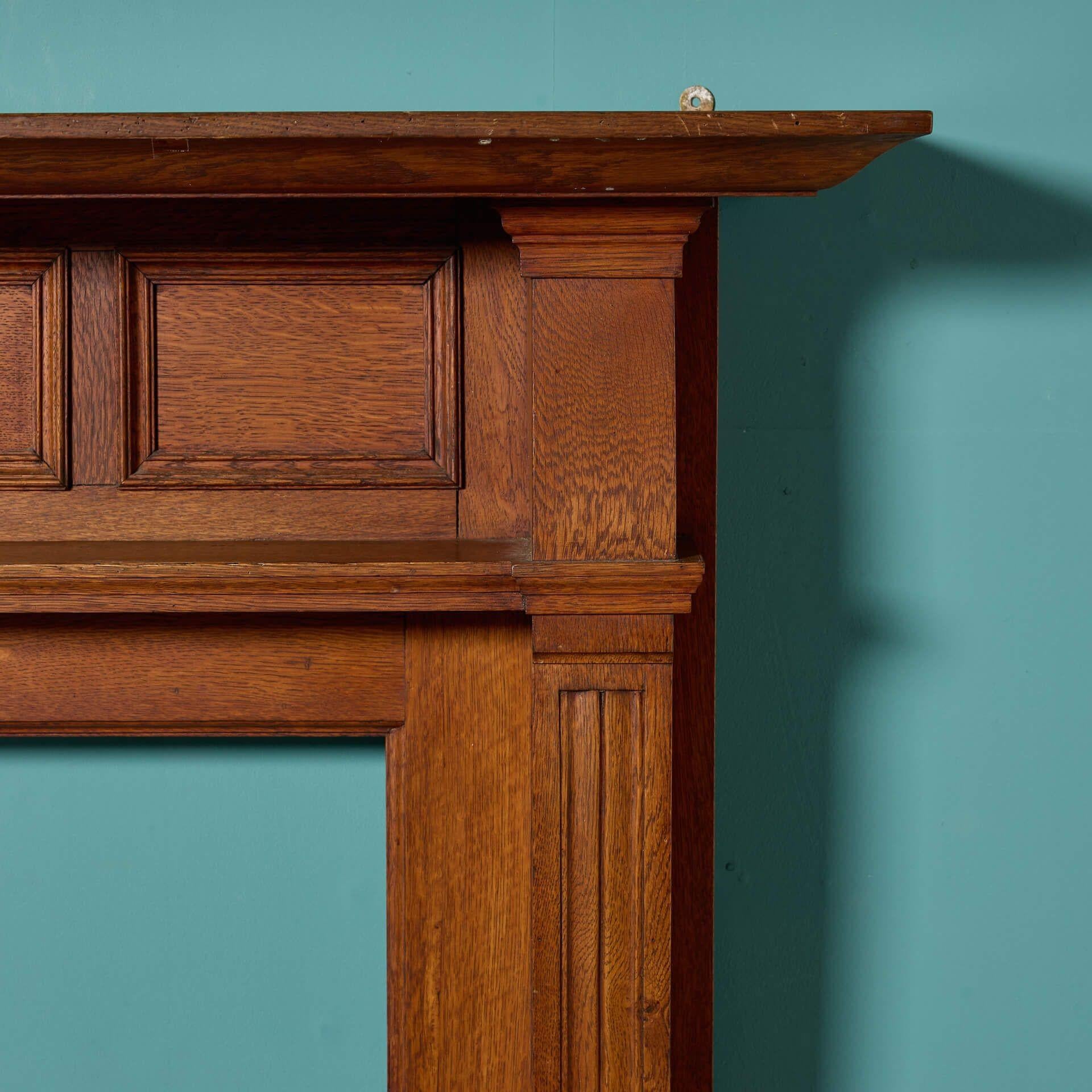 English Reclaimed Edwardian Oak Fire Mantel For Sale