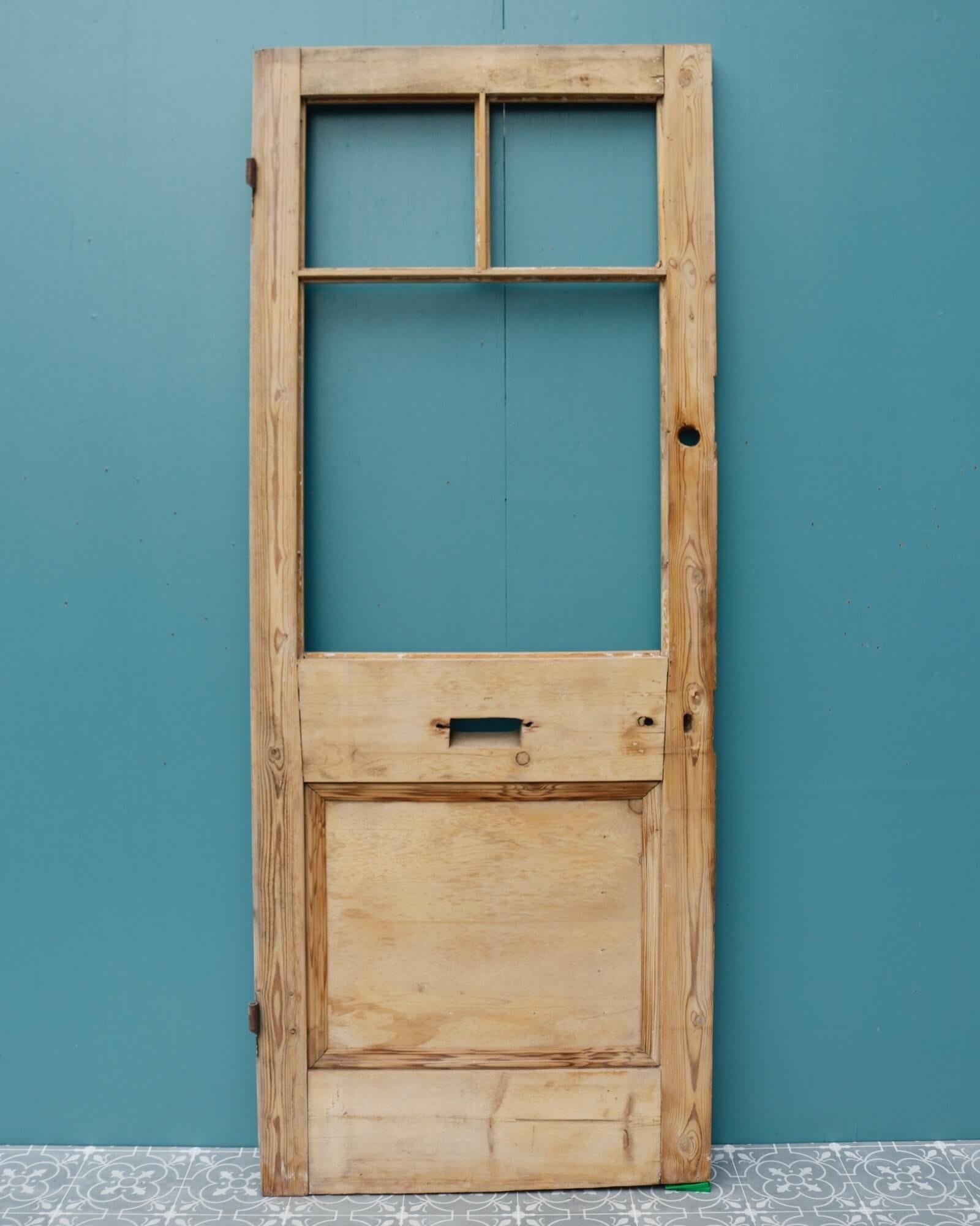English Reclaimed Edwardian Pine Front Door for Glazing For Sale