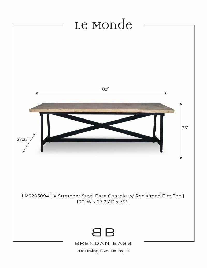 Metal Reclaimed Elm and Steel Console Table For Sale