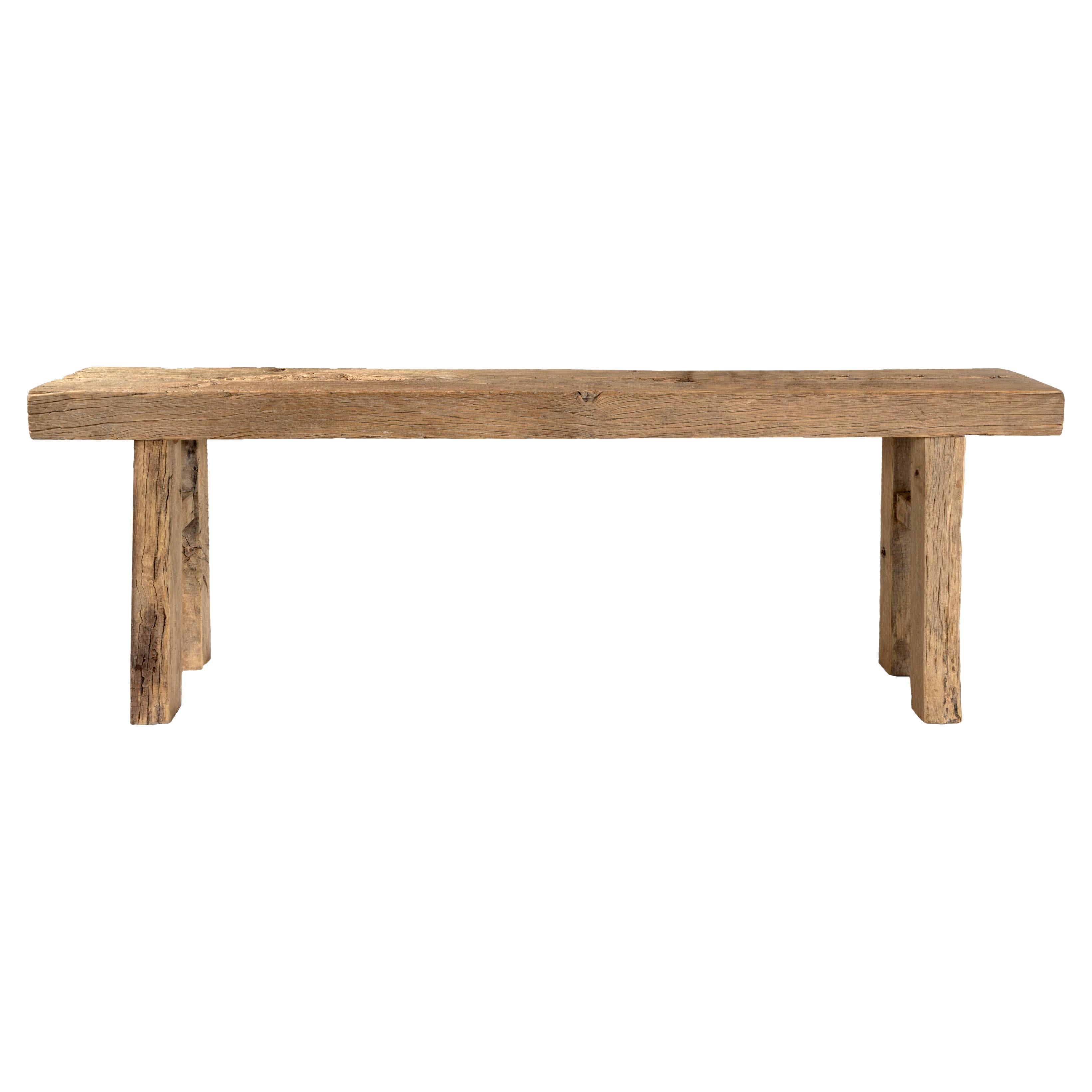 Reclaimed Elm Beam Top Console  For Sale