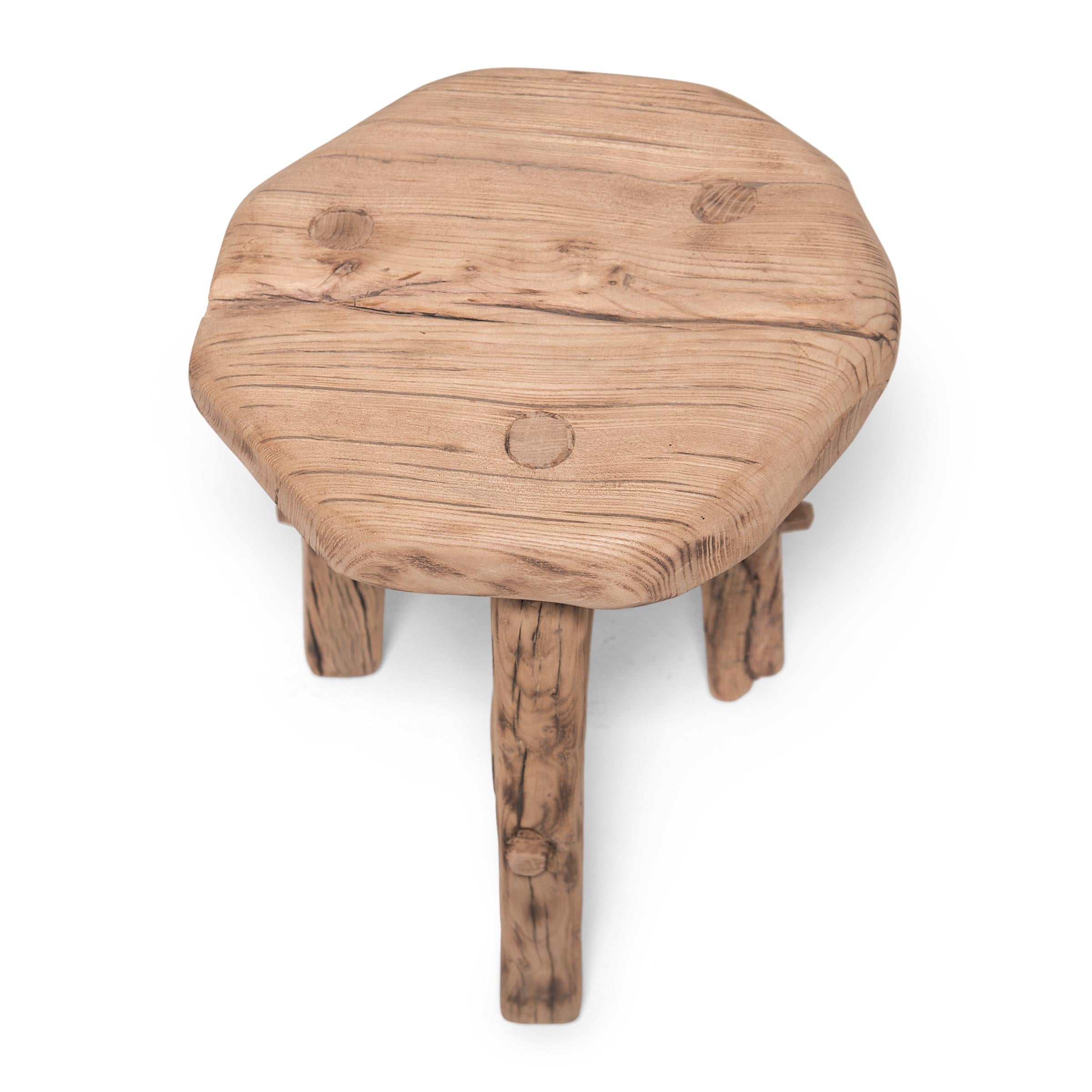 Contemporary Reclaimed Elm Chinese Courtyard Stool