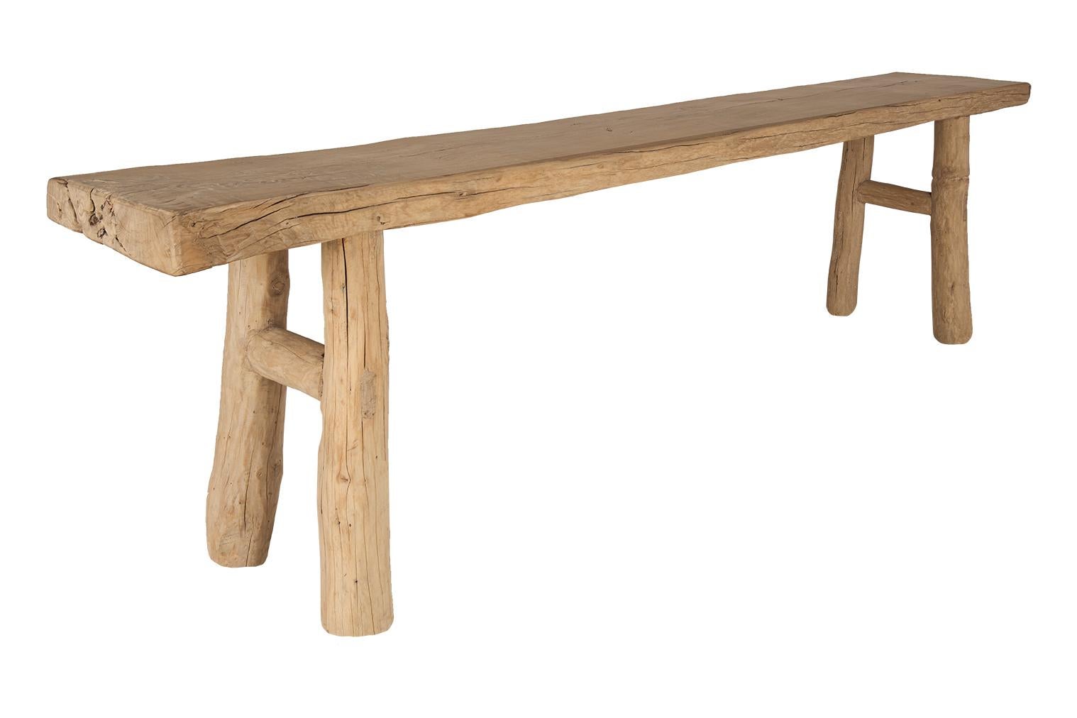20ième siècle Console en orme recyclé avec pieds en bois