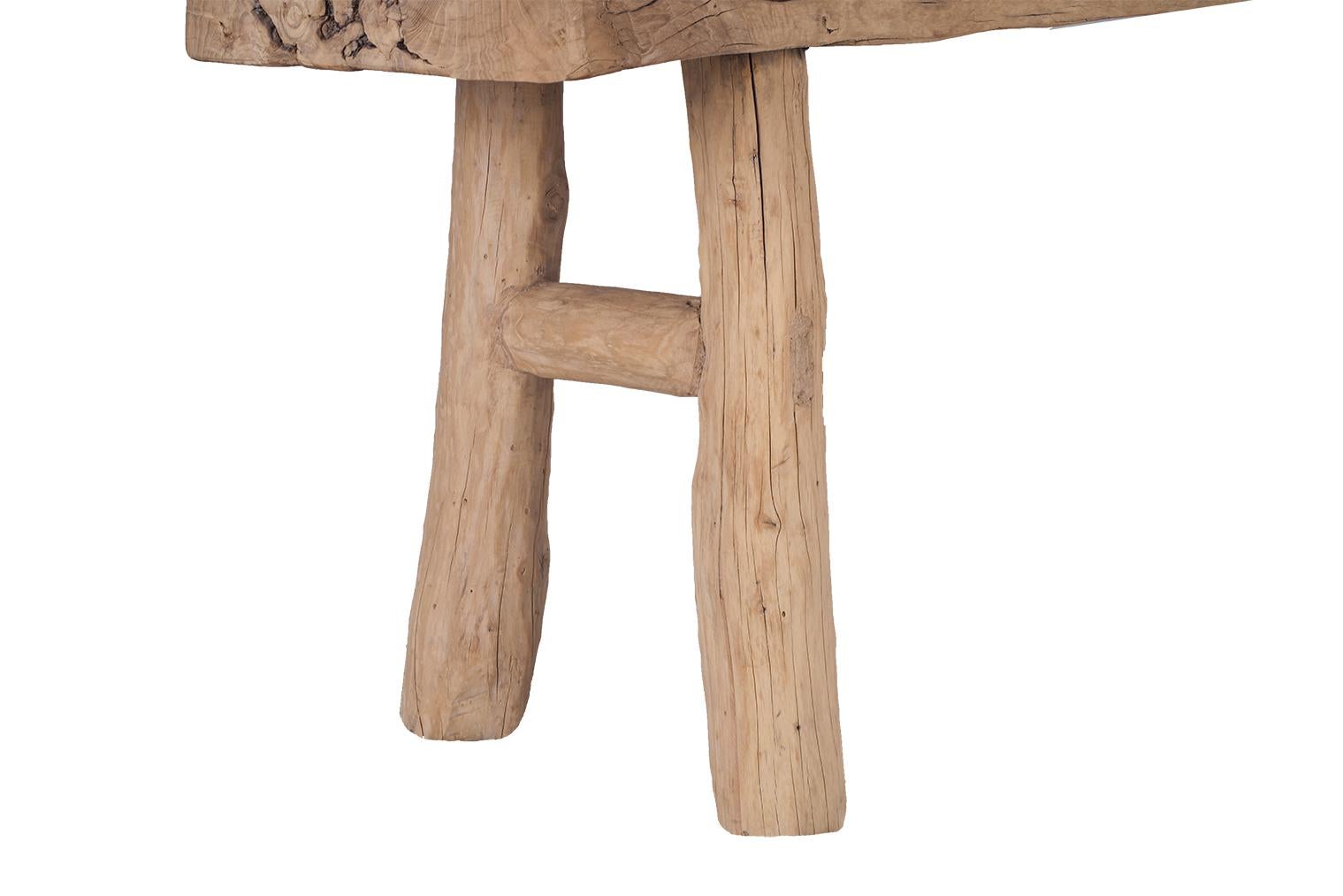 Bois Console en orme recyclé avec pieds en bois