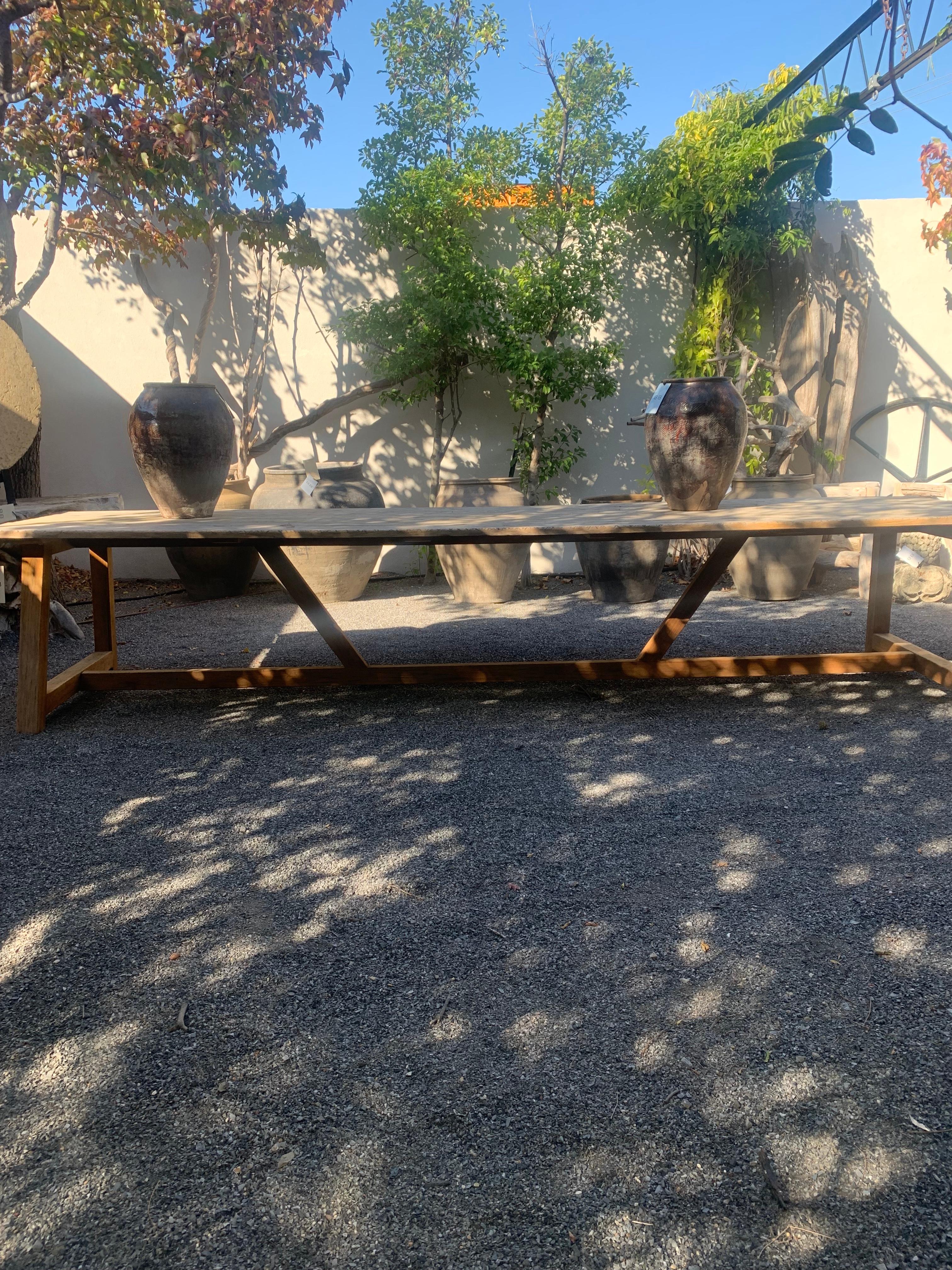 Reclaimed Elm Dining Table For Sale 2