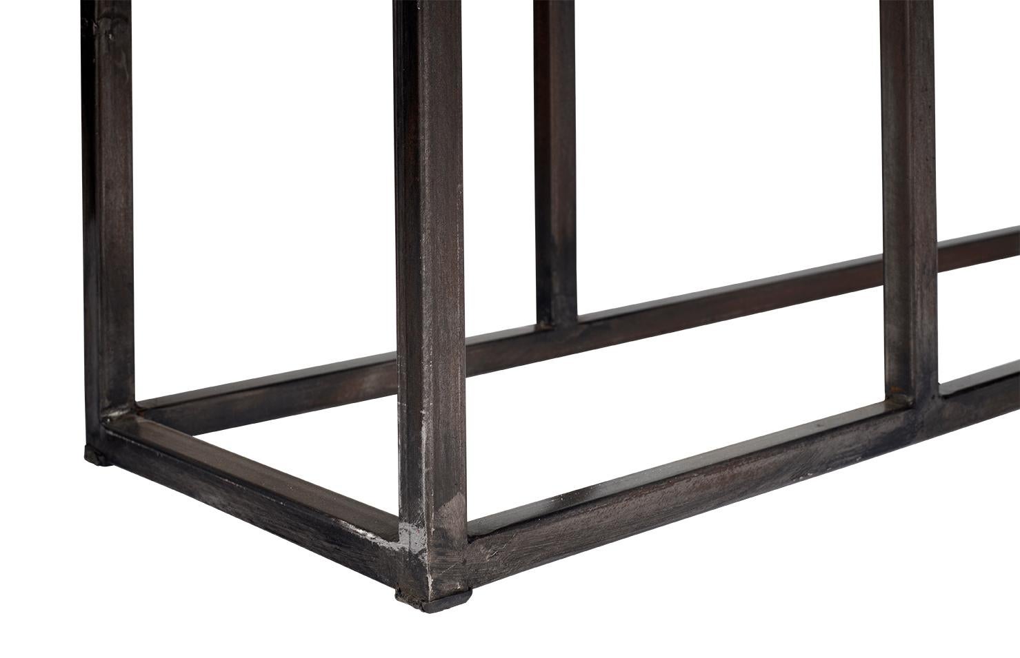 Reclaimed Elm on Steel Base Console Table In Good Condition For Sale In Dallas, TX