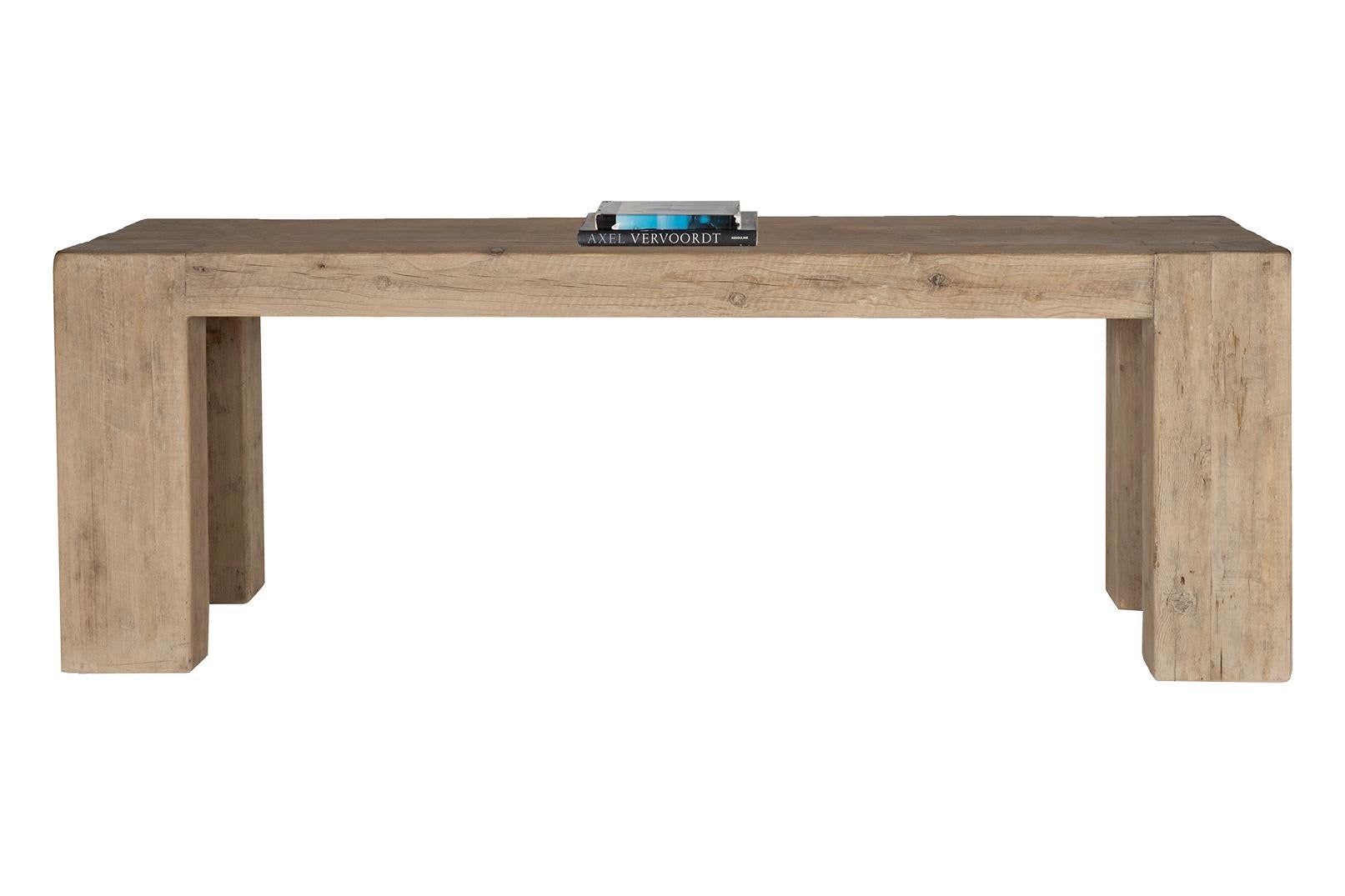 Modern Reclaimed Elm Parsons Style Wood Console Table For Sale