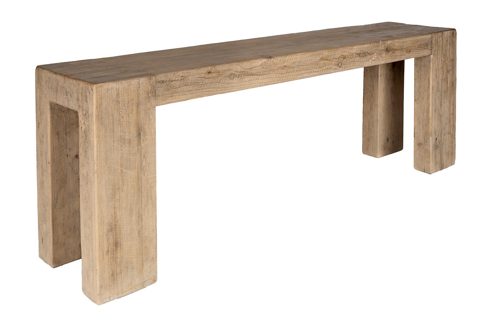 Reclaimed Elm Parsons Style Wood Console Table In Good Condition For Sale In Dallas, TX