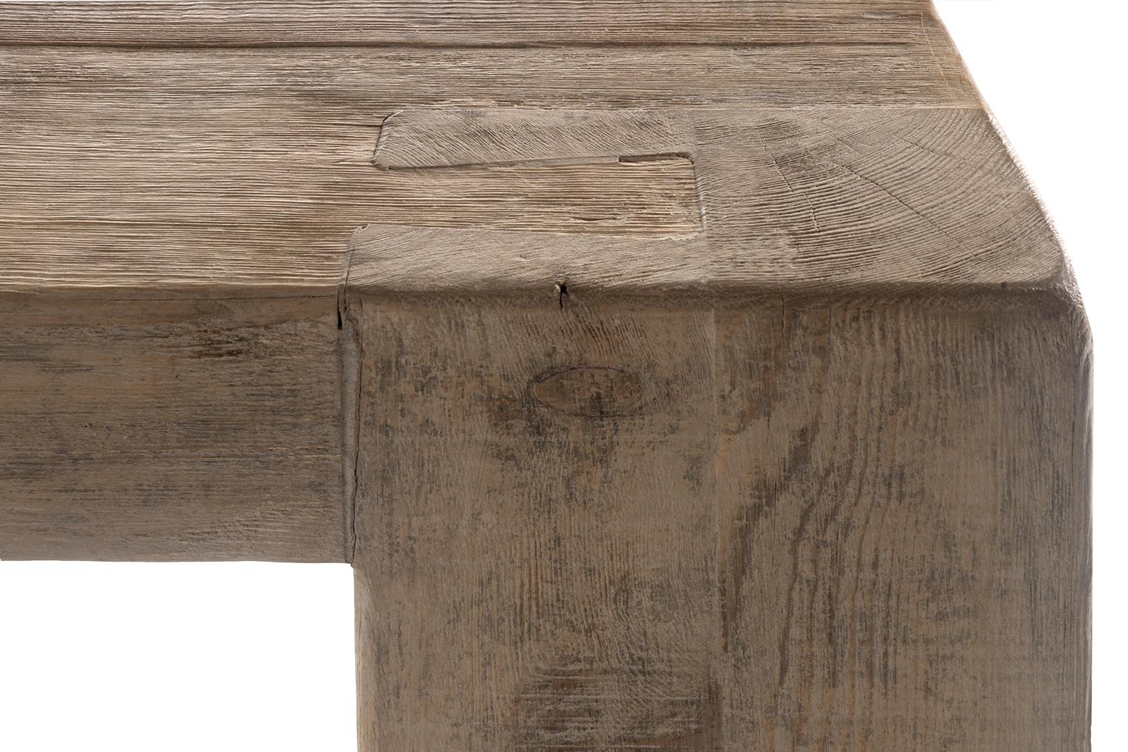 Reclaimed Elm Parsons Style Wood Console Table For Sale 1