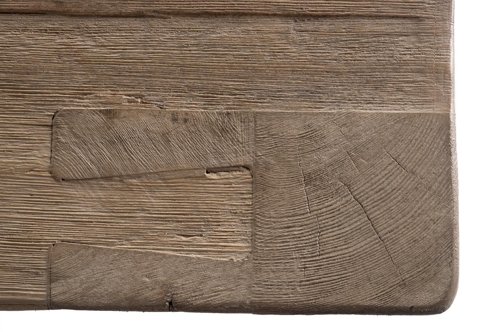 Reclaimed Elm Parsons Style Wood Console Table For Sale 2