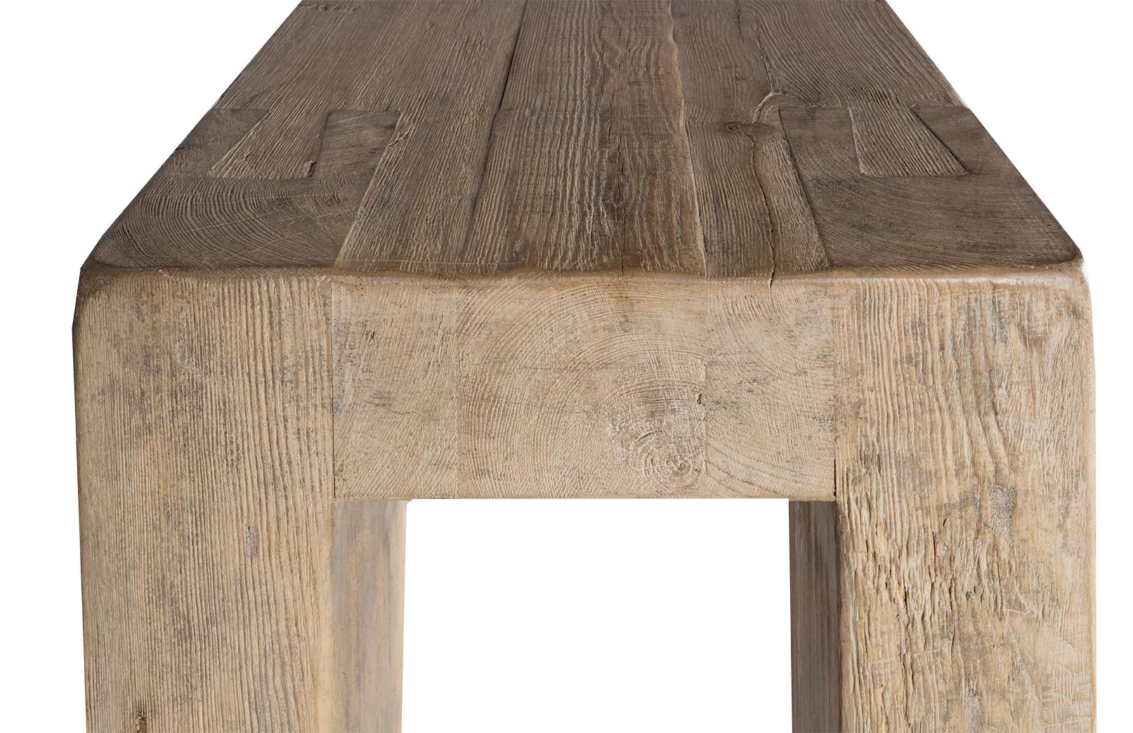 Reclaimed Elm Parsons Style Wood Console Table For Sale 4