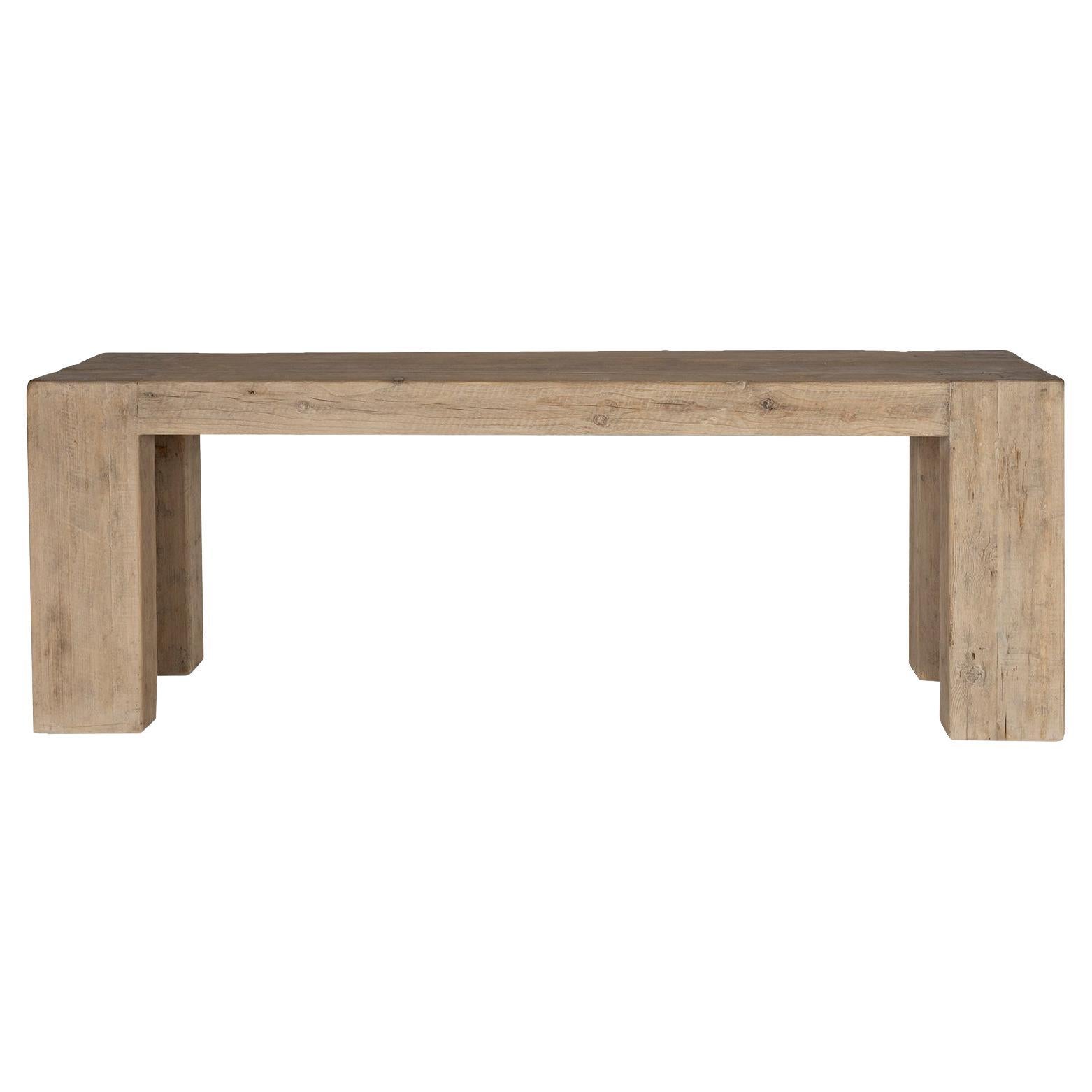 Reclaimed Elm Parsons Style Wood Console Table For Sale