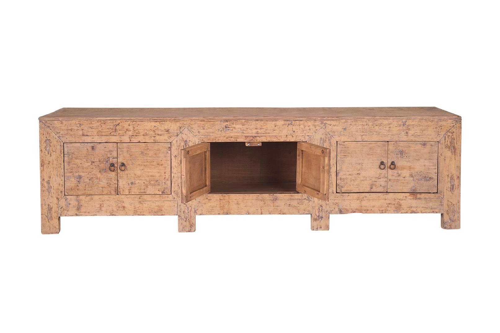 Organic Modern Reclaimed Elm Six Door Low Cabinet For Sale