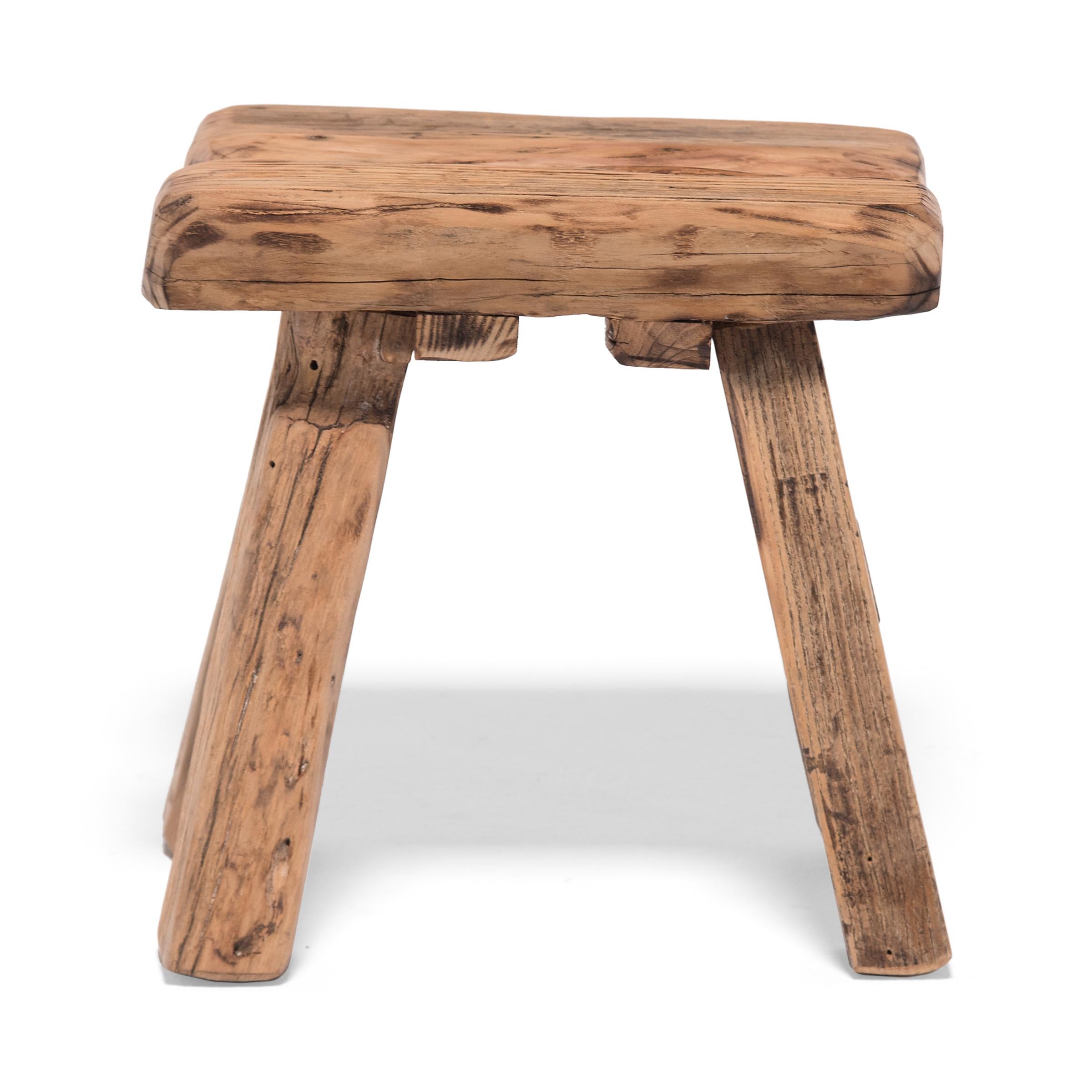 Chinese Reclaimed Elm Square Stool