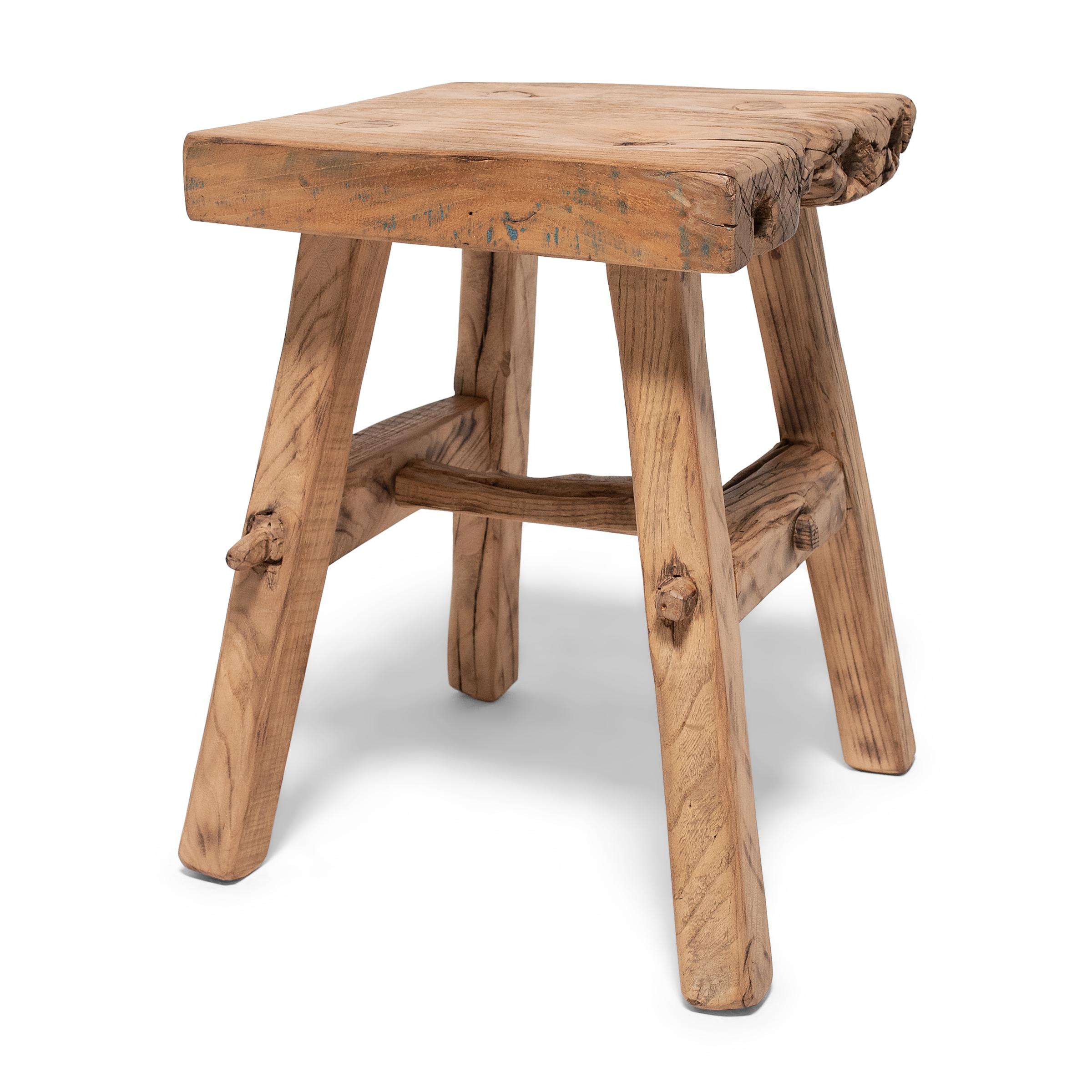 Chinese Reclaimed Elm Square Stool