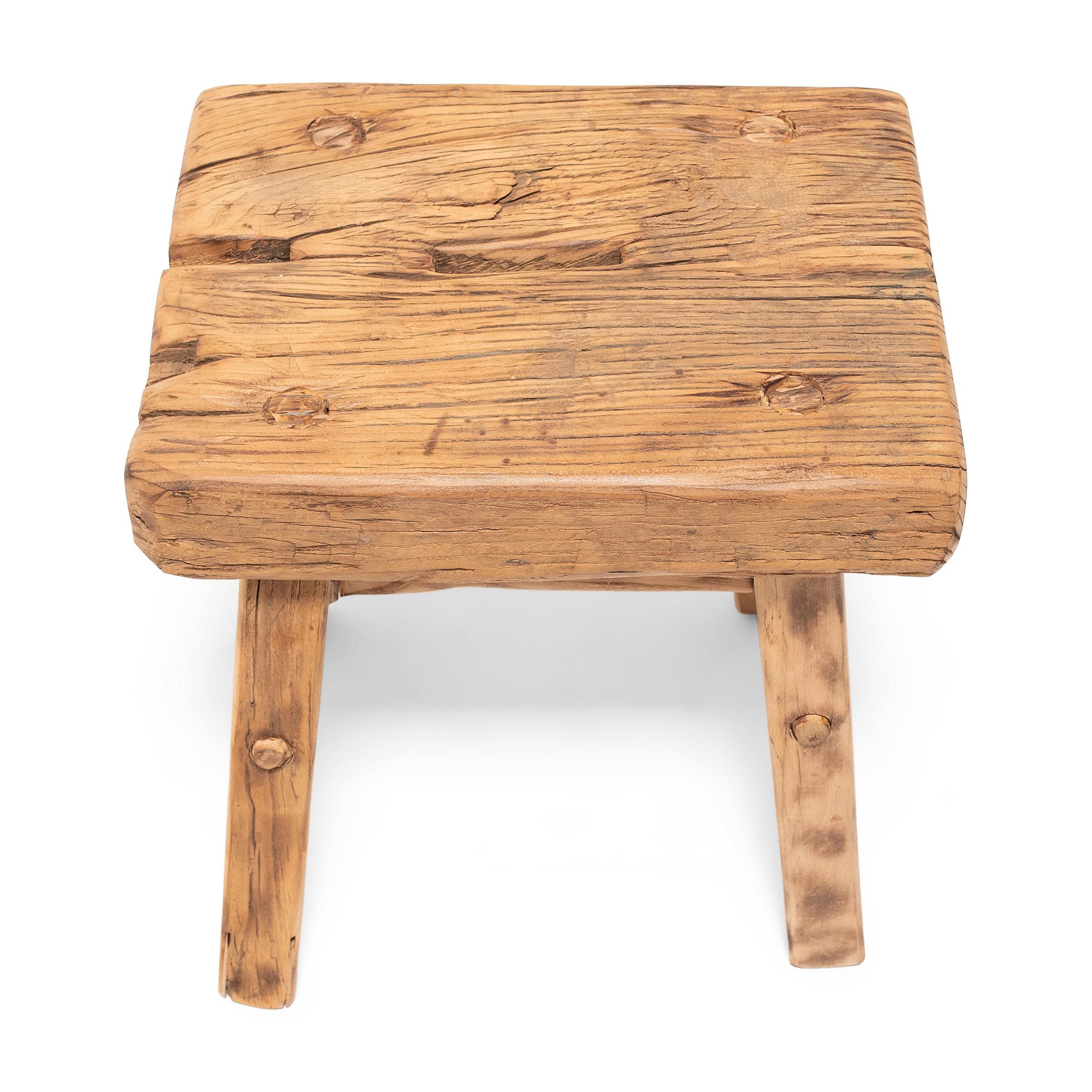 Chinese Reclaimed Elm Square Stool For Sale
