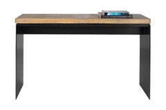 Reclaimed Elm Top on Ebonized Steel Base Console Table
