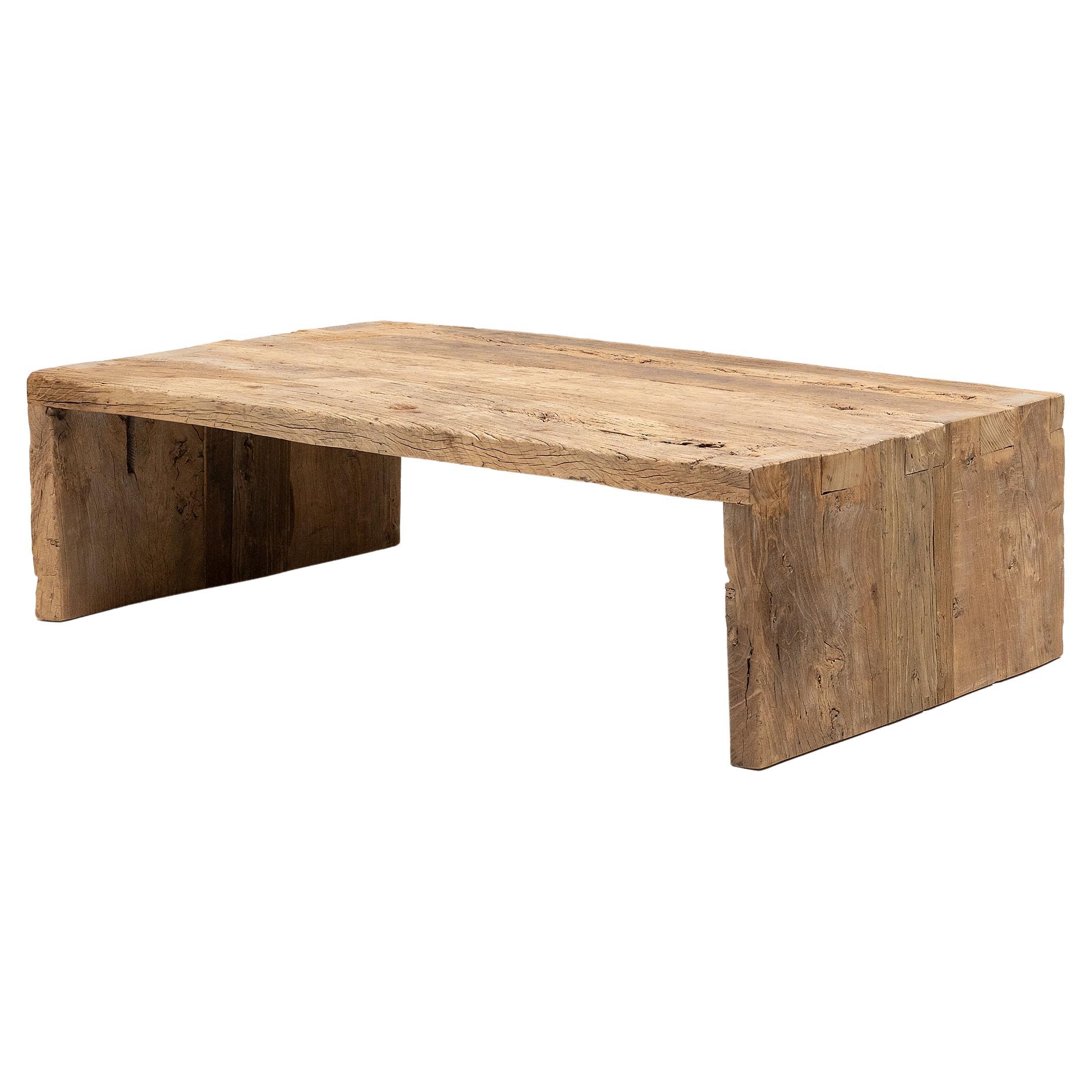 Reclaimed Elm Waterfall Coffee Table For Sale