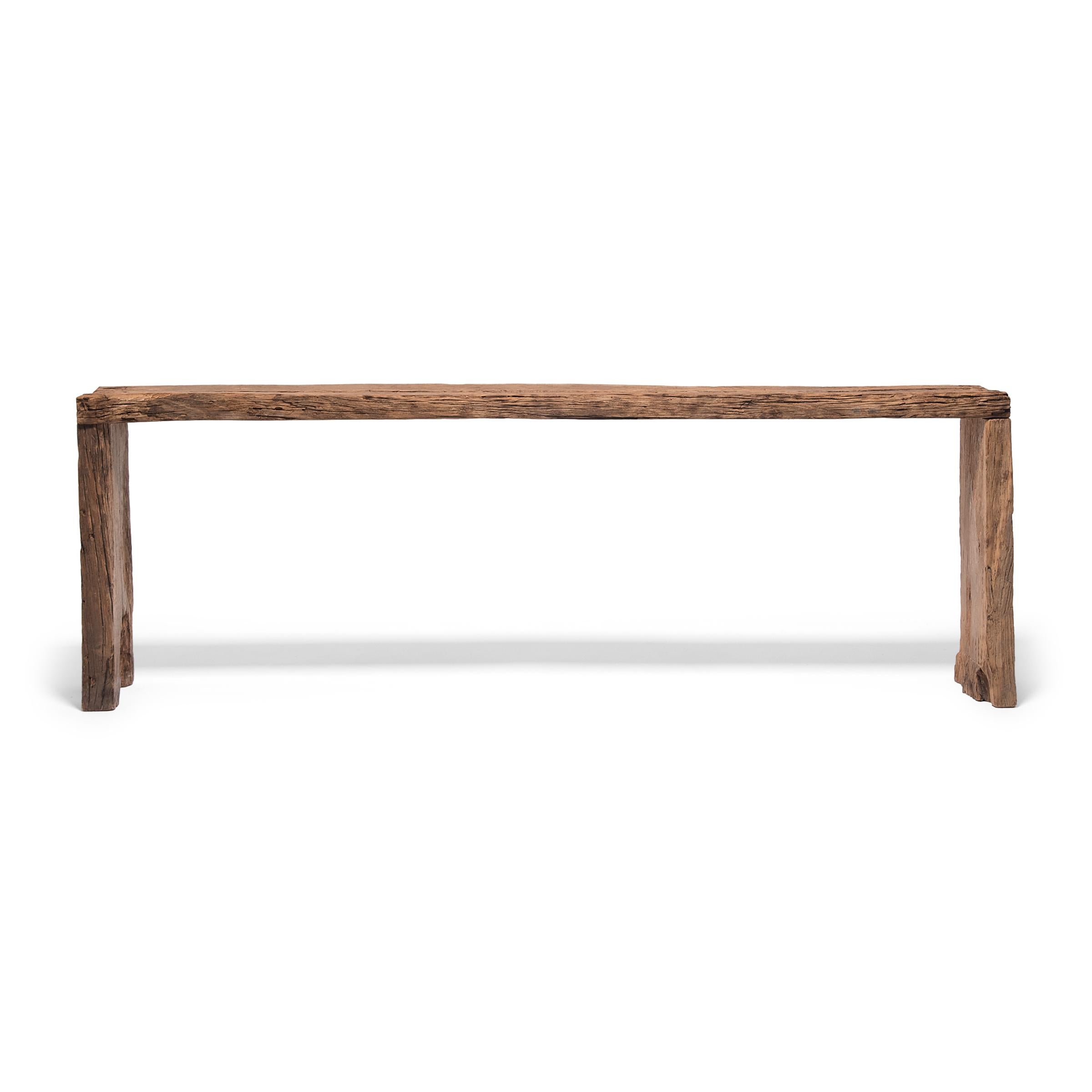 Chinese Reclaimed Elm Waterfall Console Table