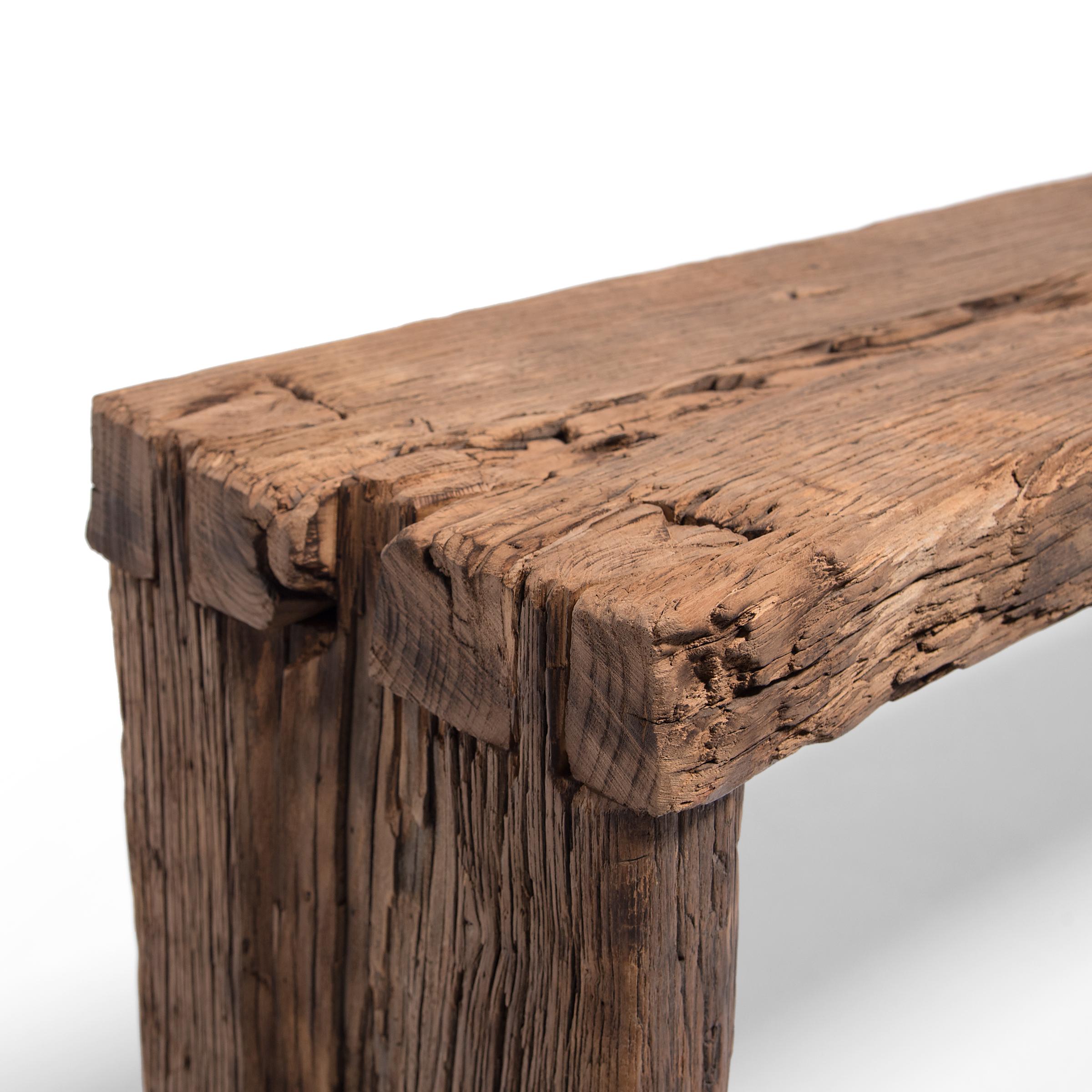 Contemporary Reclaimed Elm Waterfall Console Table