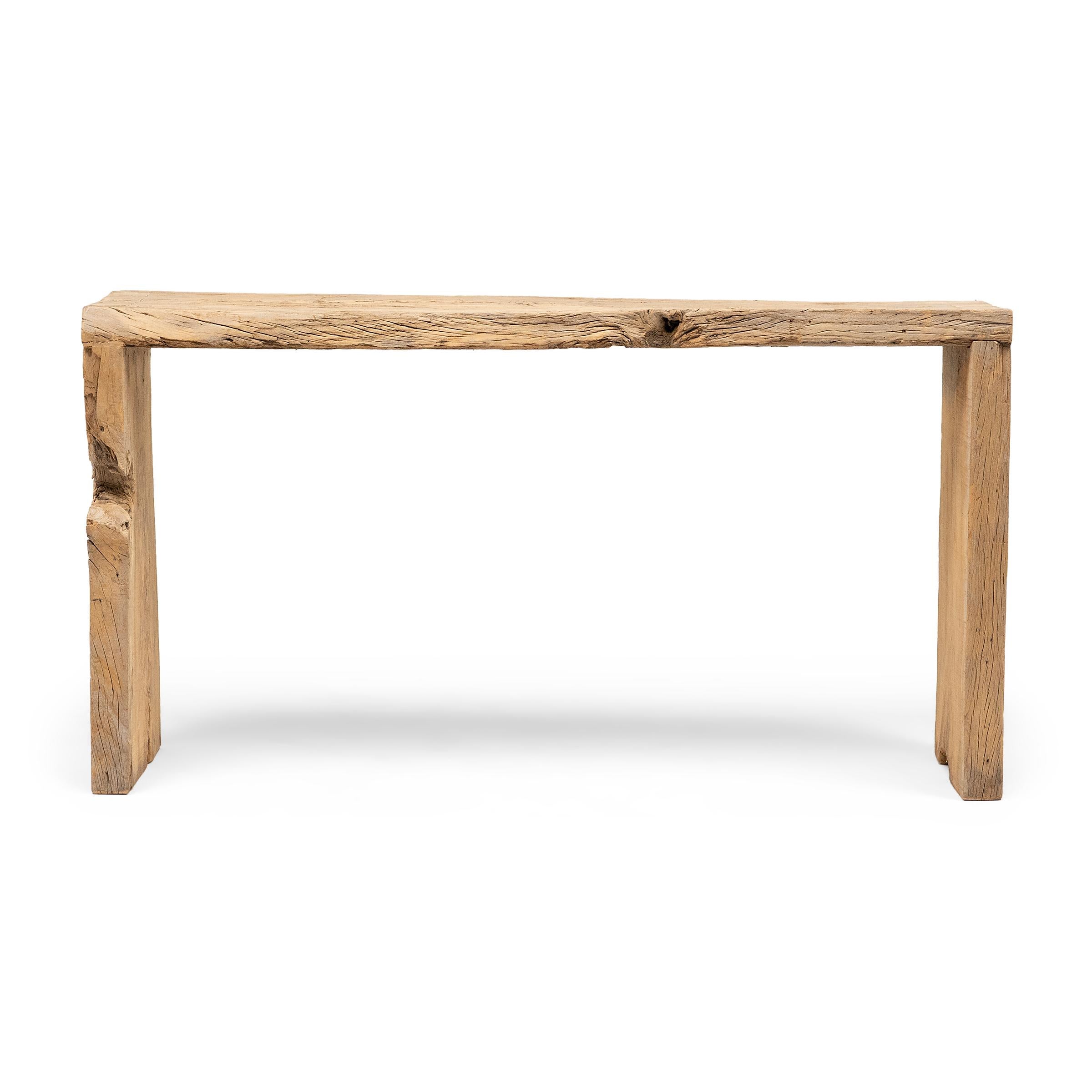 Chinese Reclaimed Elm Waterfall Table For Sale