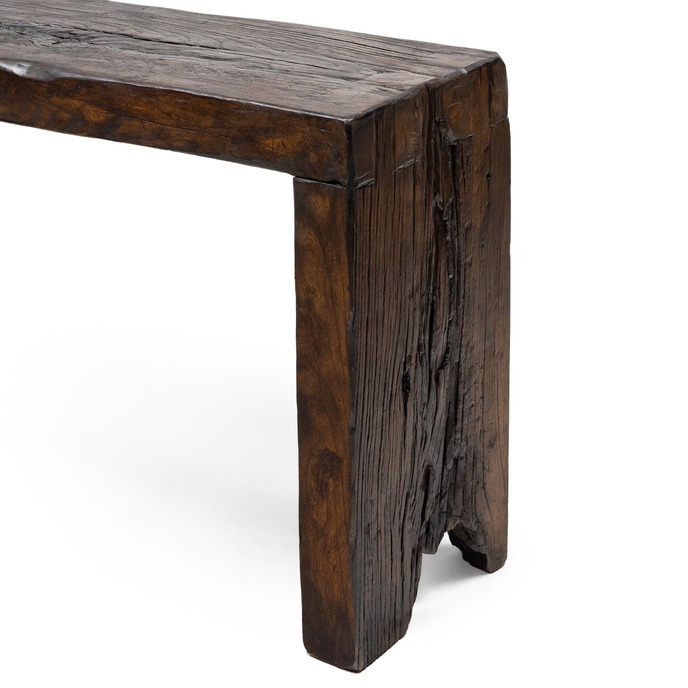 Contemporary Reclaimed Elm Waterfall Table