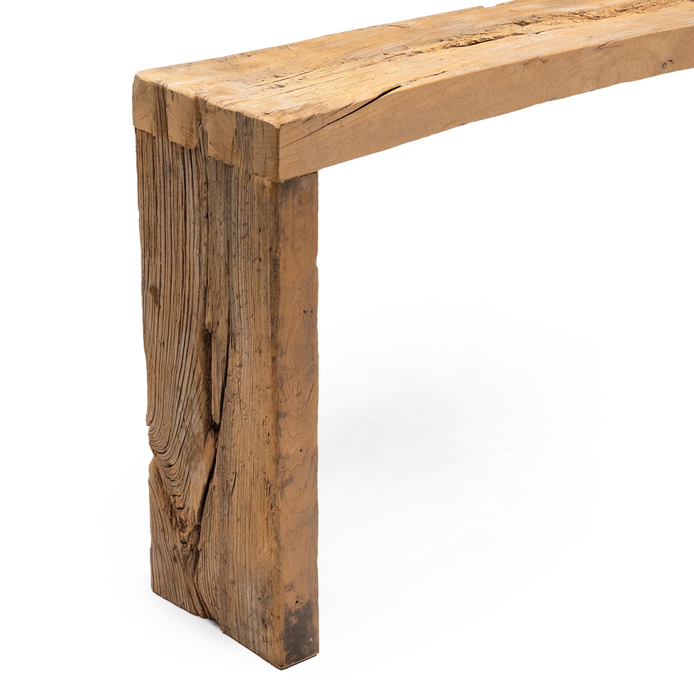 Contemporary Reclaimed Elm Waterfall Table