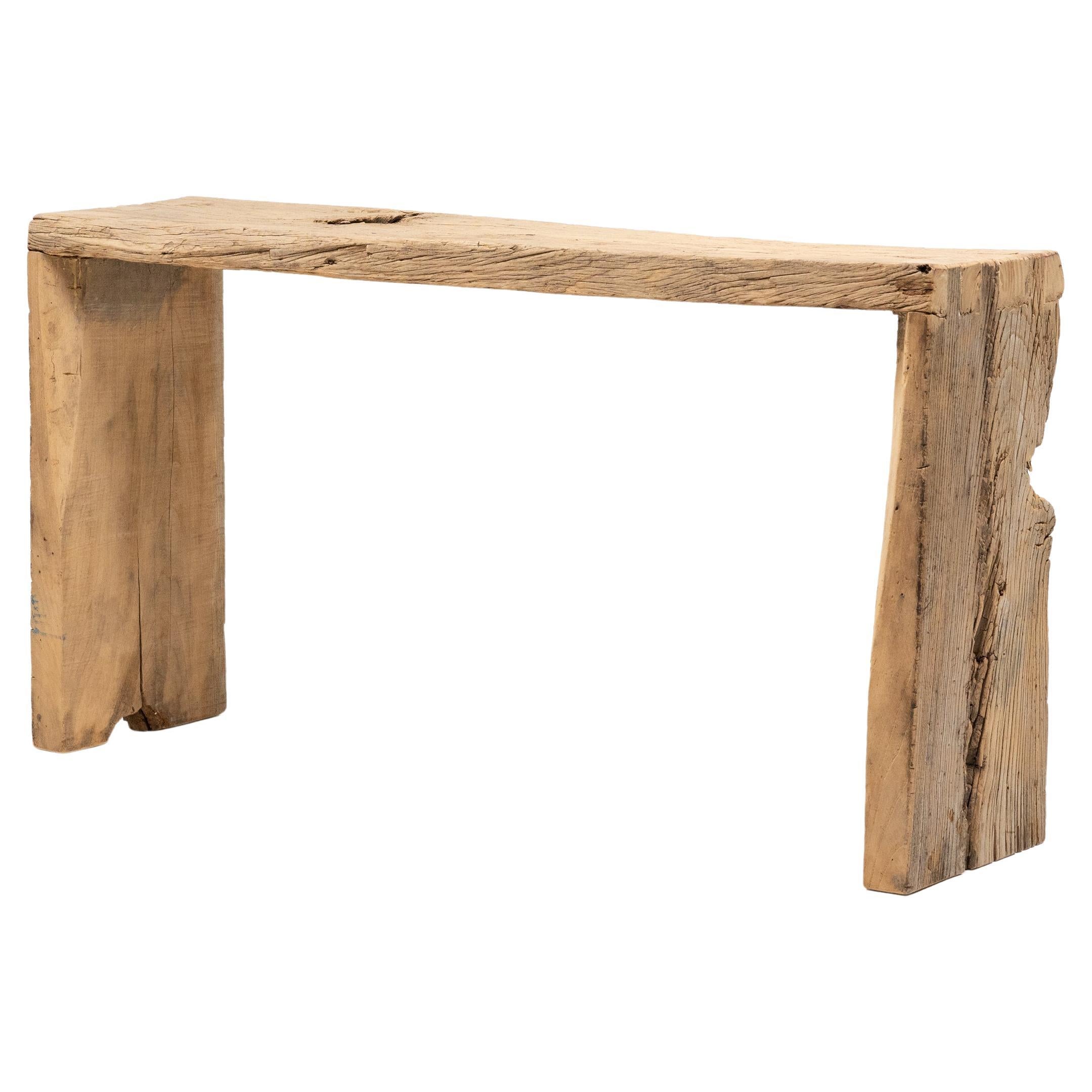 Reclaimed Elm Waterfall Table For Sale