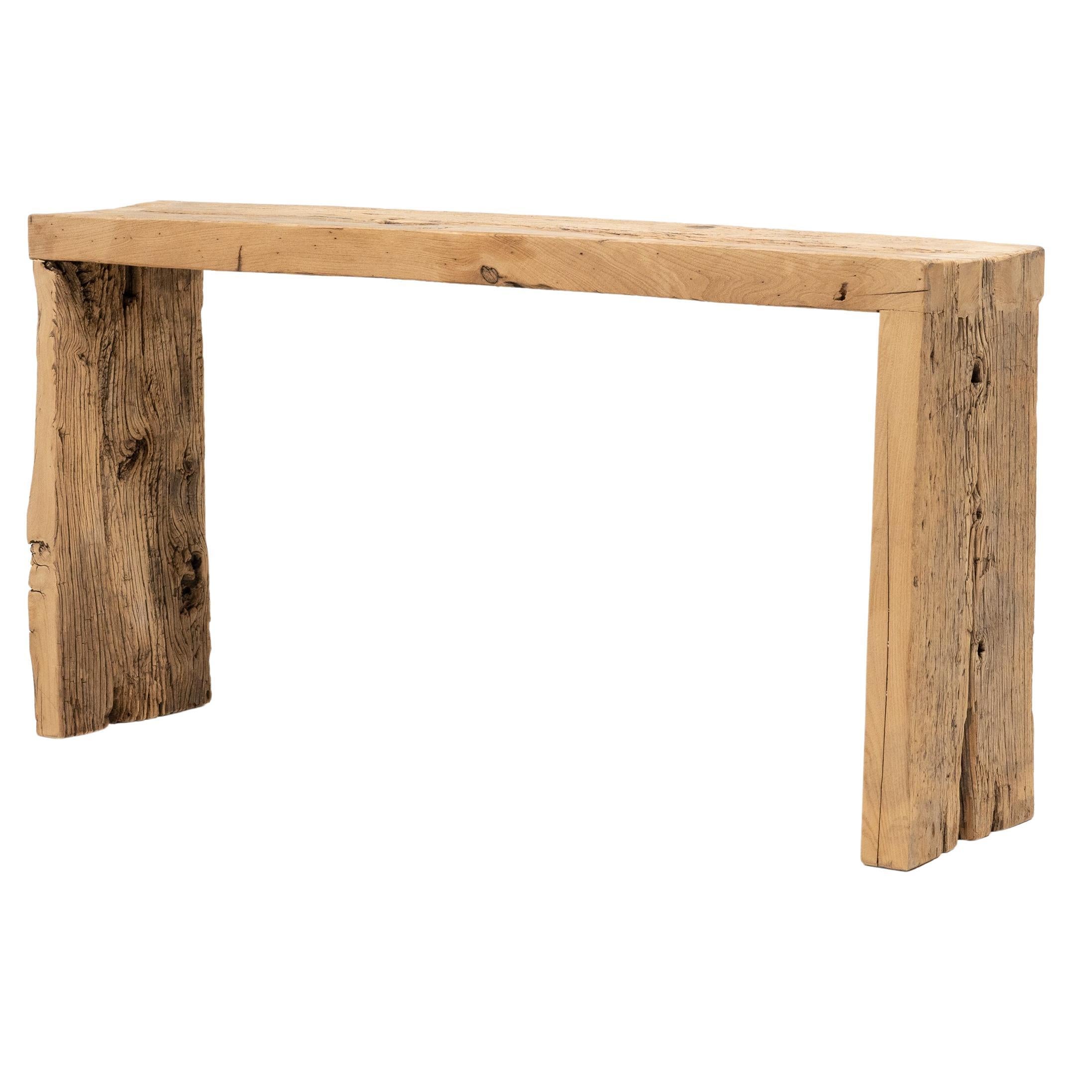 Reclaimed Elm Waterfall Table For Sale