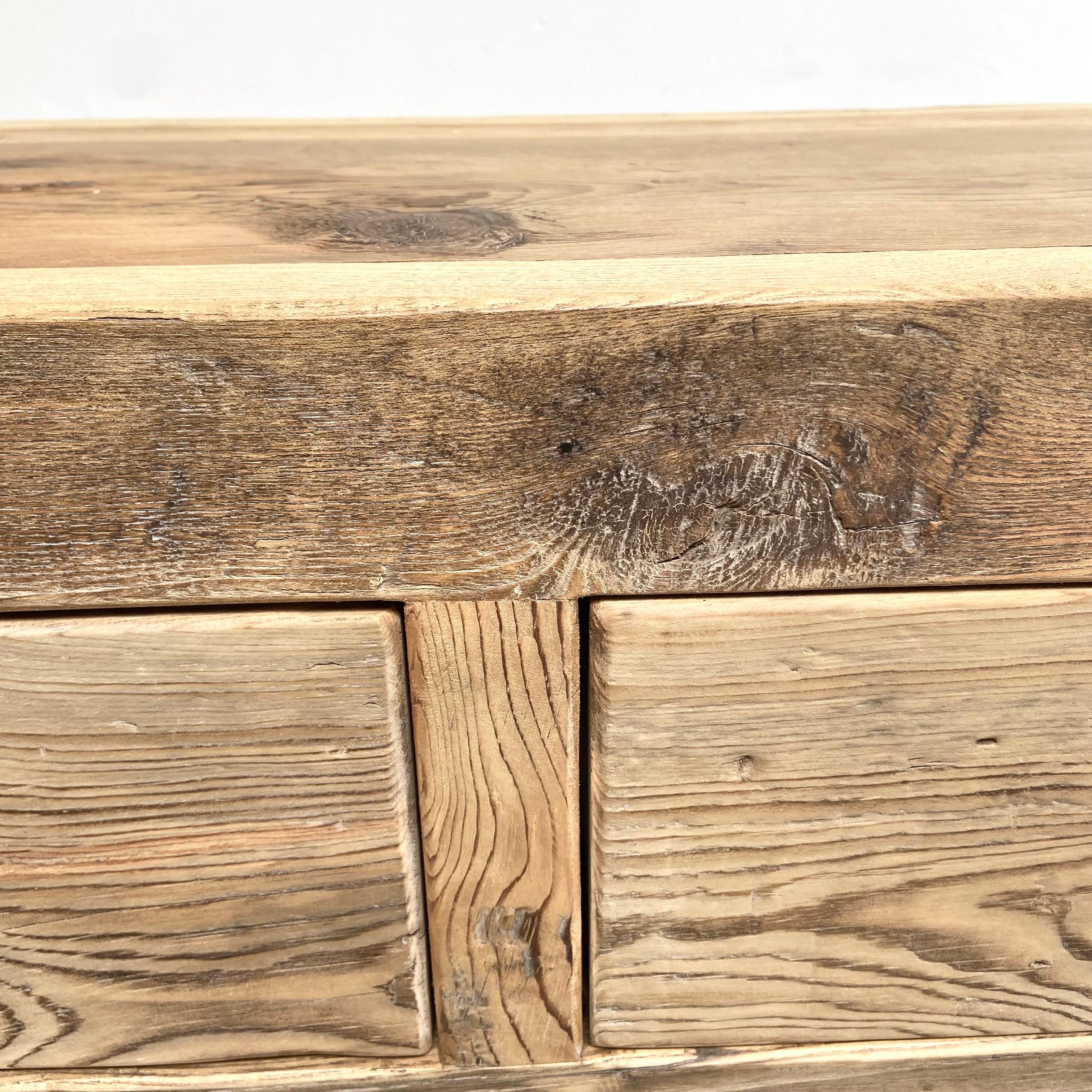 Reclaimed Elm Wood 2 Drawer Console Table For Sale 6