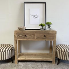 Reclaimed Elm Wood 2 Drawer Console Table
