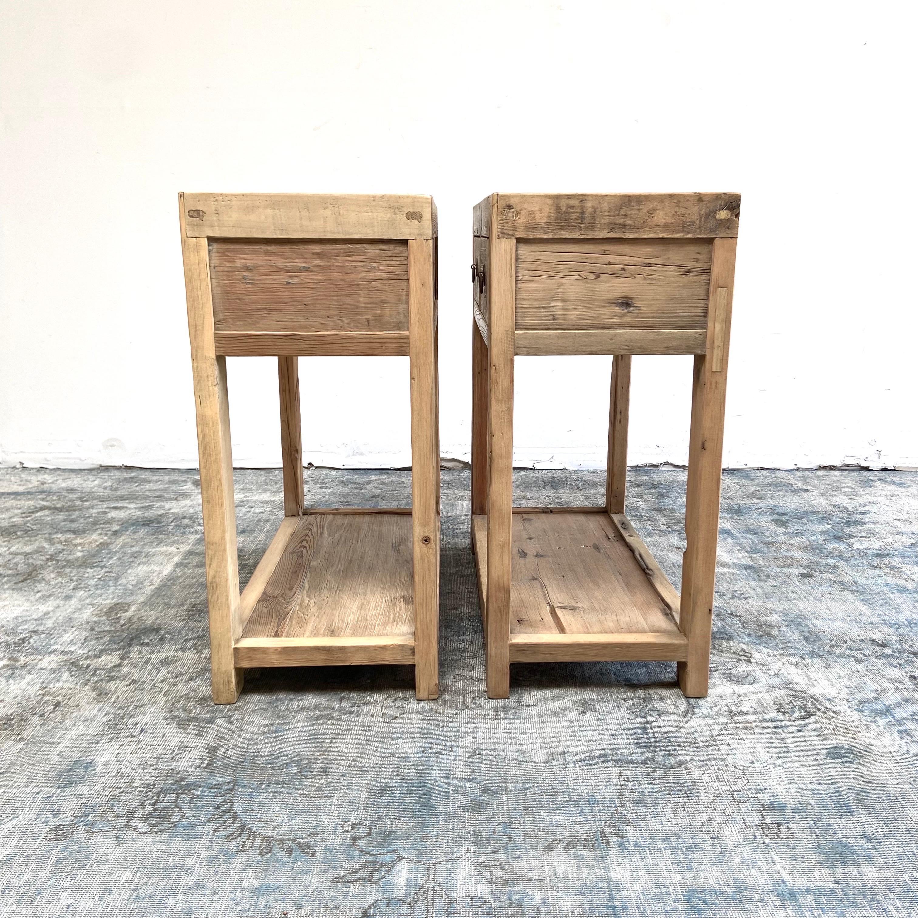 XXIe siècle et contemporain Table console à 2 tiroirs en bois d'orme récupéré en vente