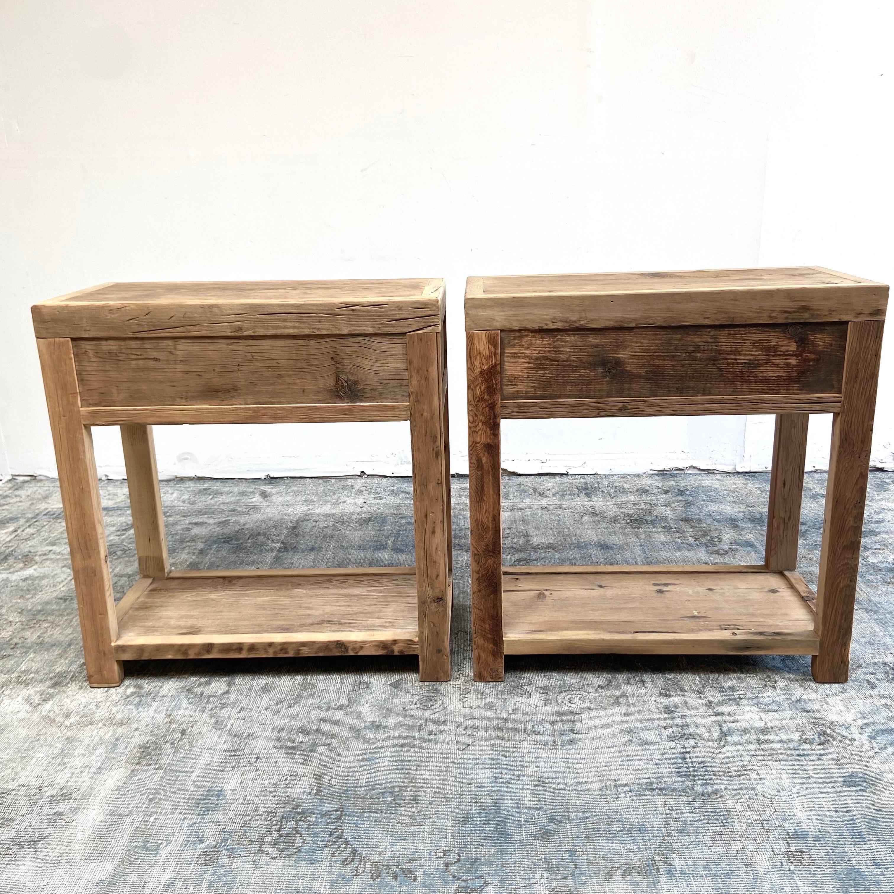Reclaimed Elm Wood 2 Drawer Console Table For Sale 1
