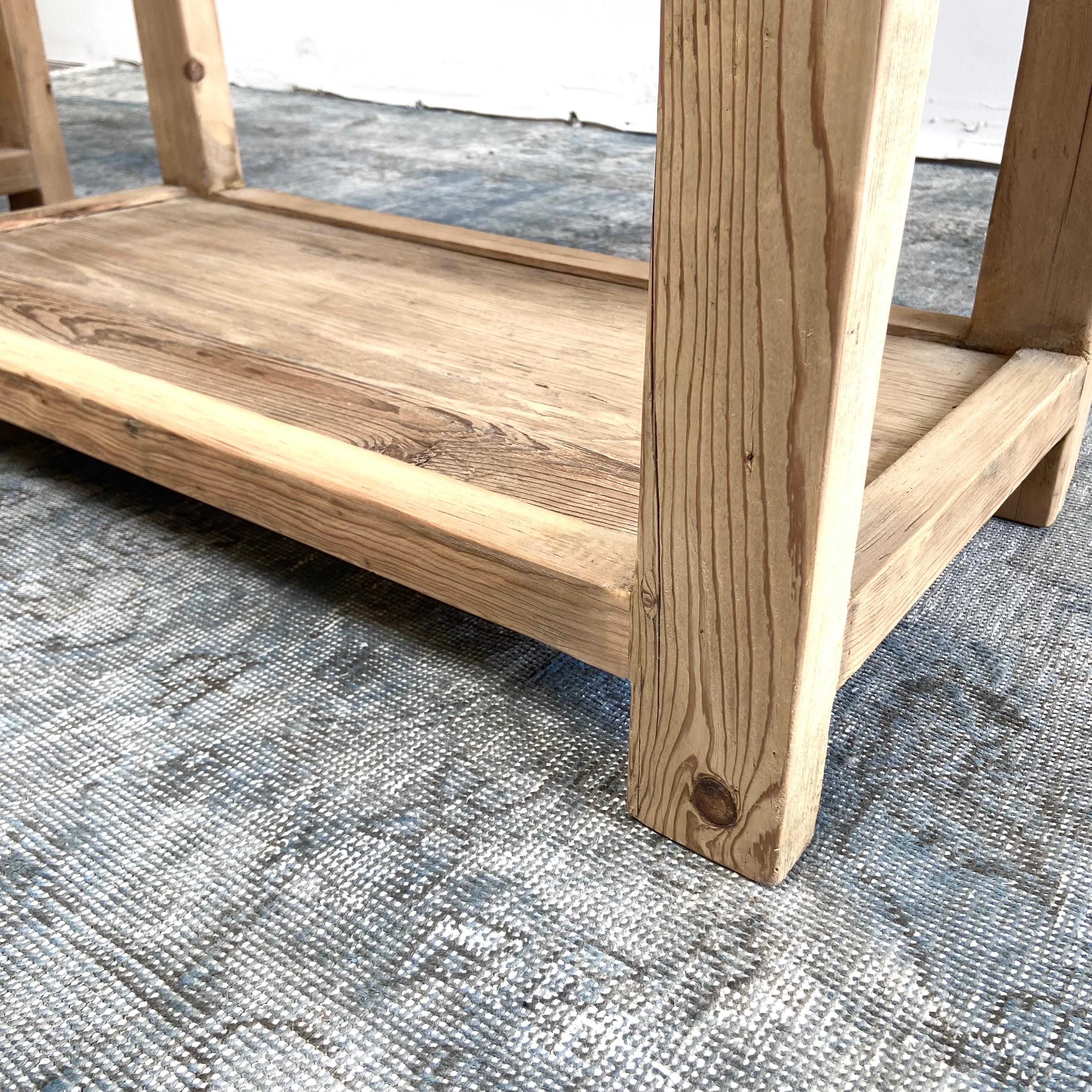 Reclaimed Elm Wood 2 Drawer Console Table For Sale 5