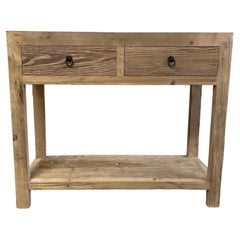 Reclaimed Elm Wood 2 Drawer Console Table