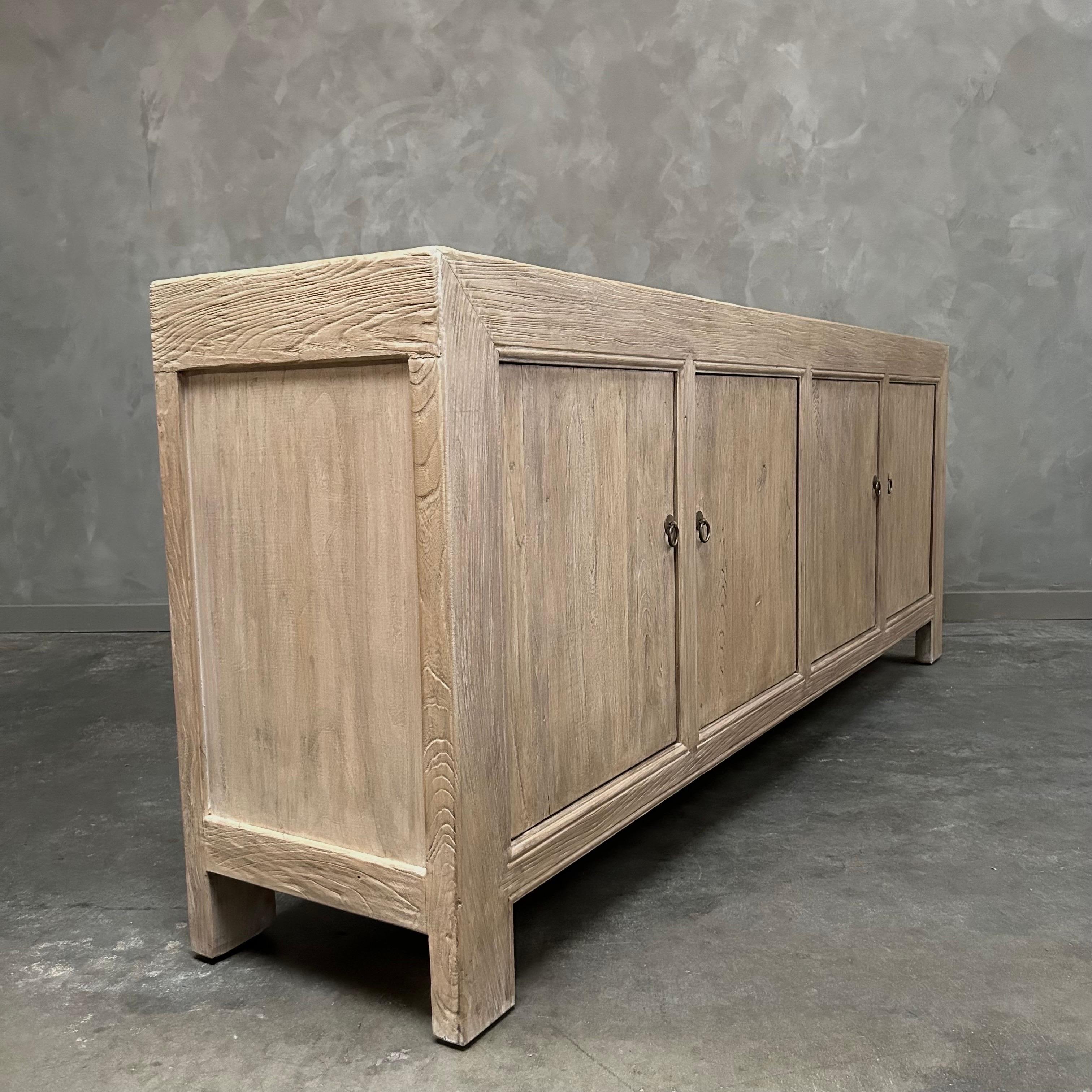 Reclaimed Elm Wood 4 Door Cabinet or Sideboard  For Sale 1