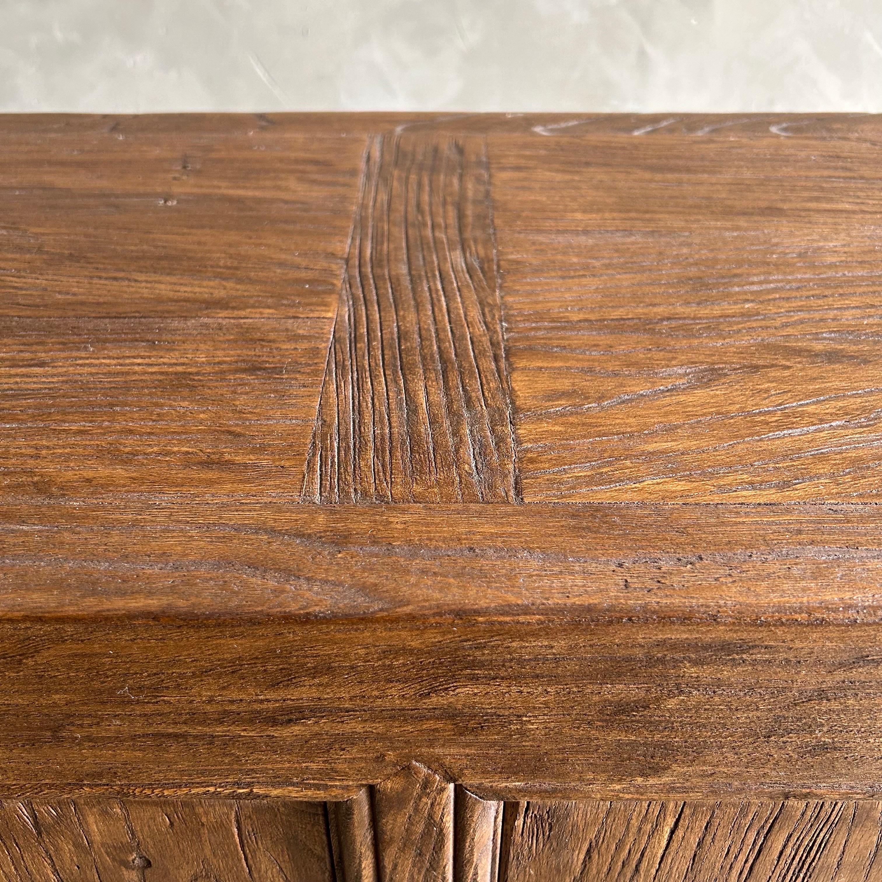 Hand-Crafted Reclaimed Elm Wood 4 Door Cabinet or Sideboard in Dark Finish