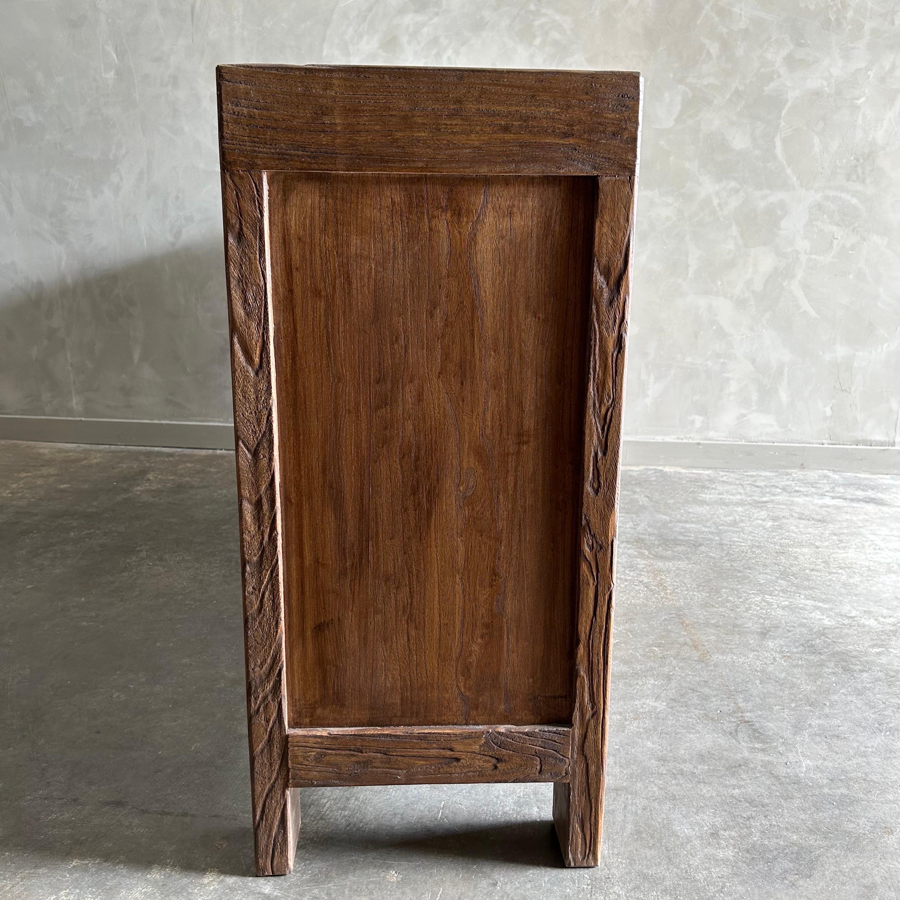 Reclaimed Elm Wood 4 Door Cabinet or Sideboard in Dark Finish In New Condition For Sale In Brea, CA