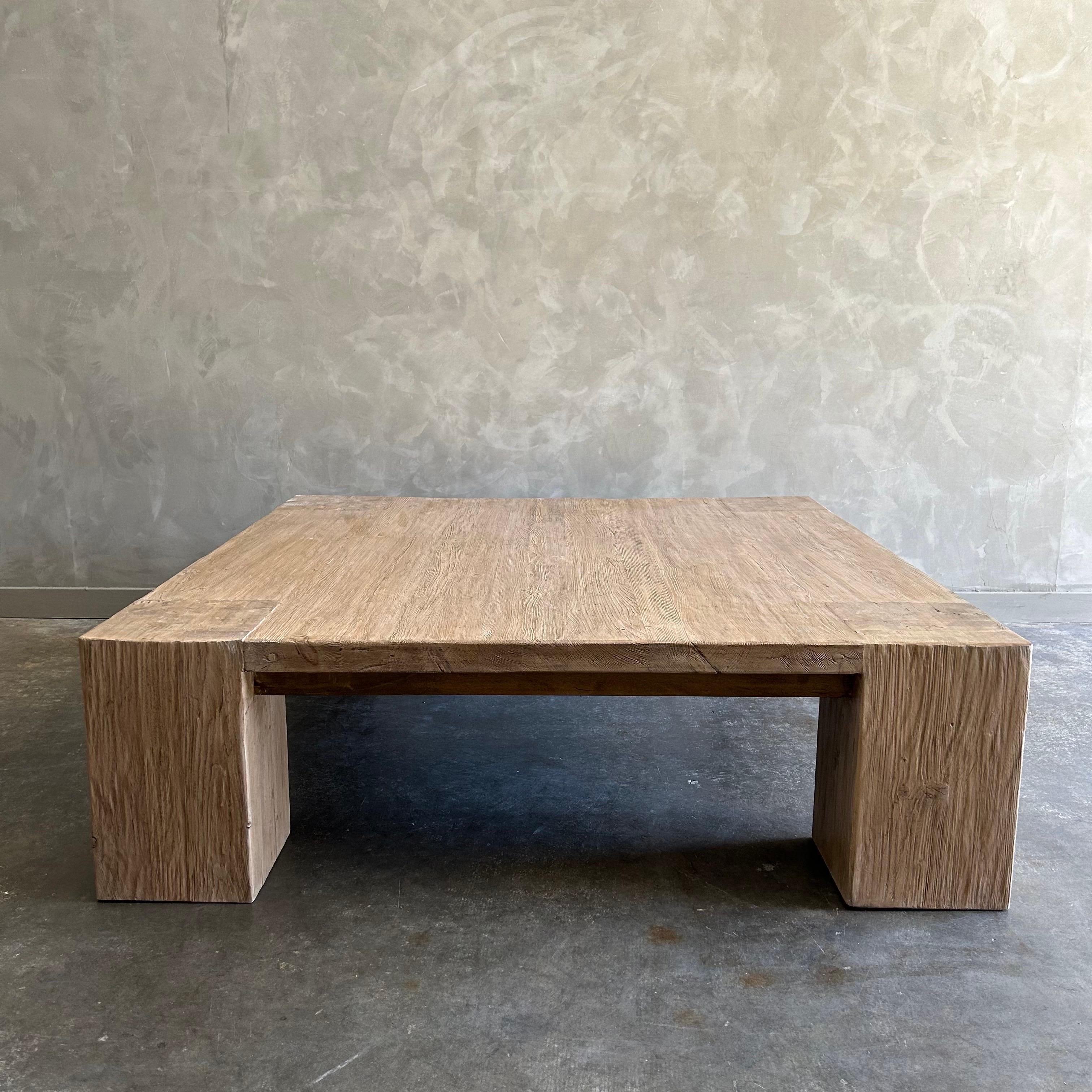 Ulme Wood Beam Quadratischer Couchtisch im Angebot 1
