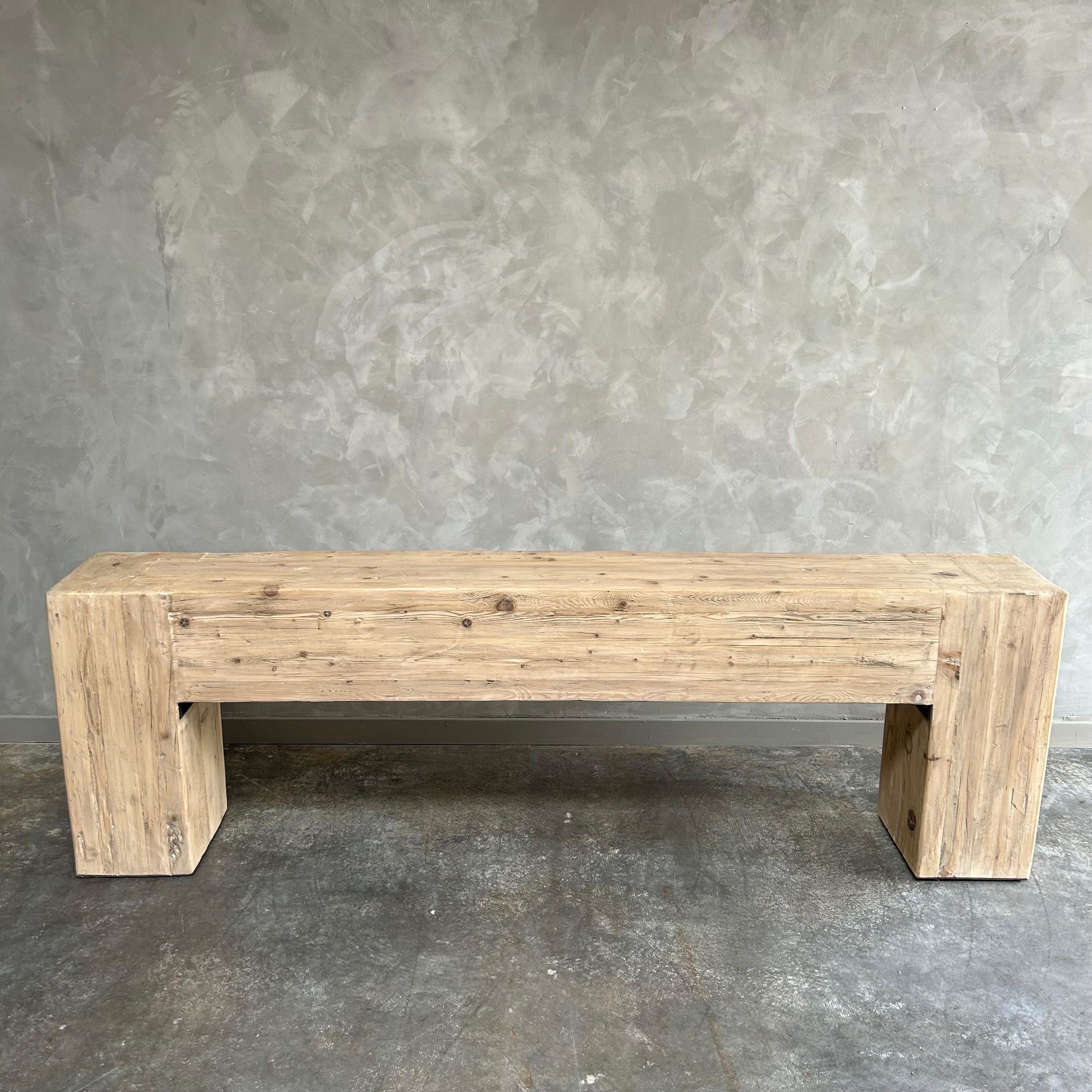 Reclaimed Elm Wood Beam Style Console Table Large 98
