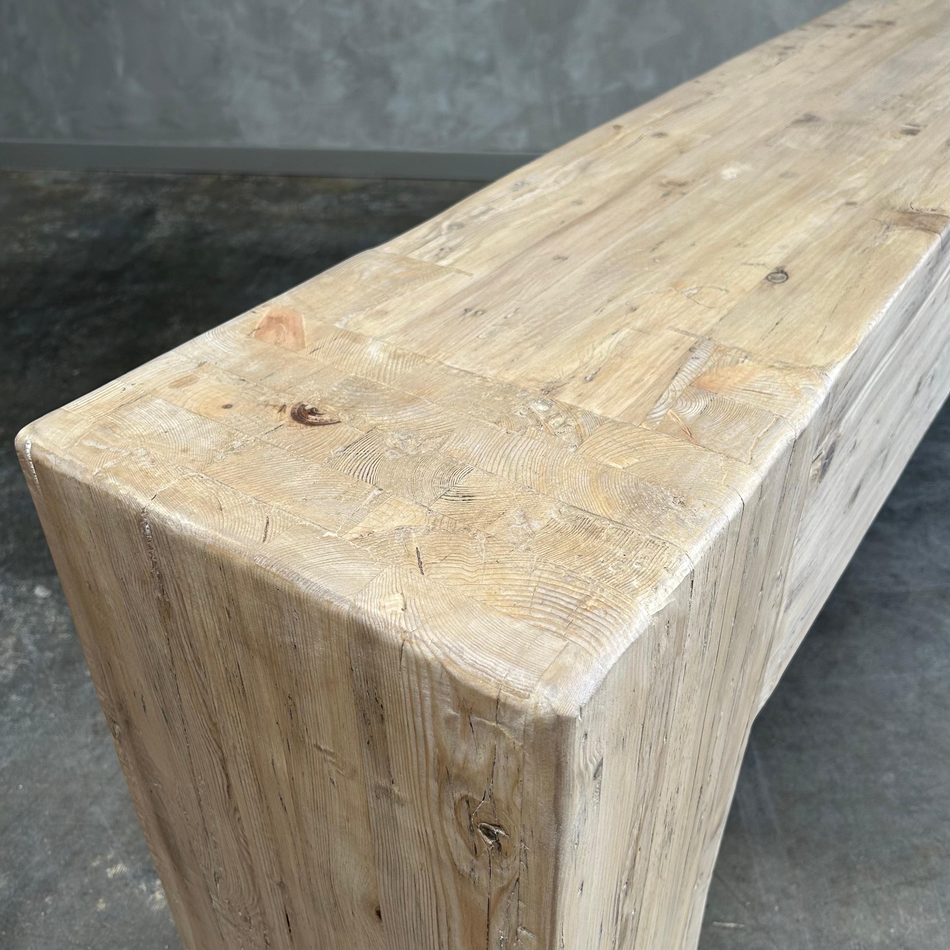 Contemporary Reclaimed Elm Wood Beam Style Console Table Large 98