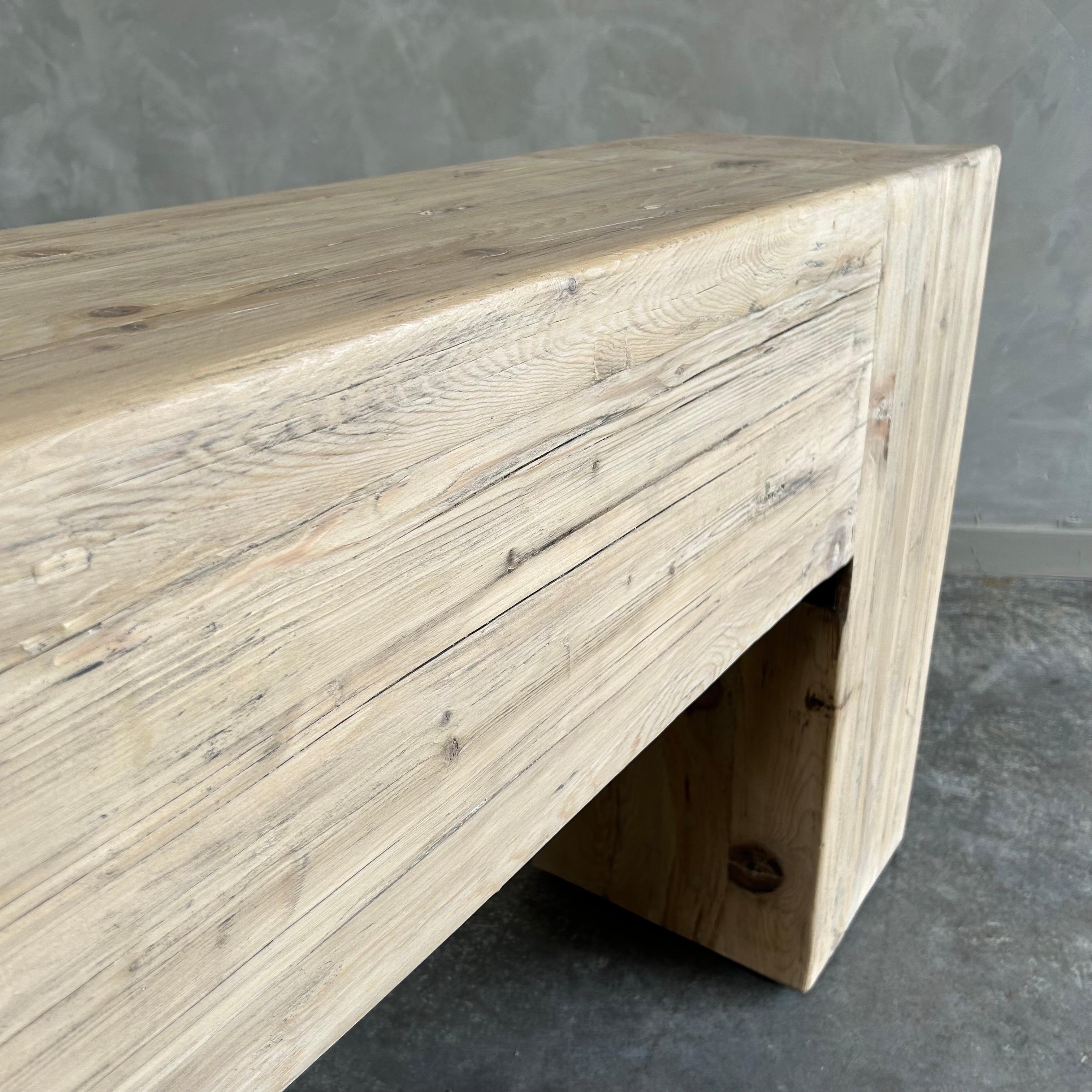 Reclaimed Elm Wood Beam Style Console Table Large 98