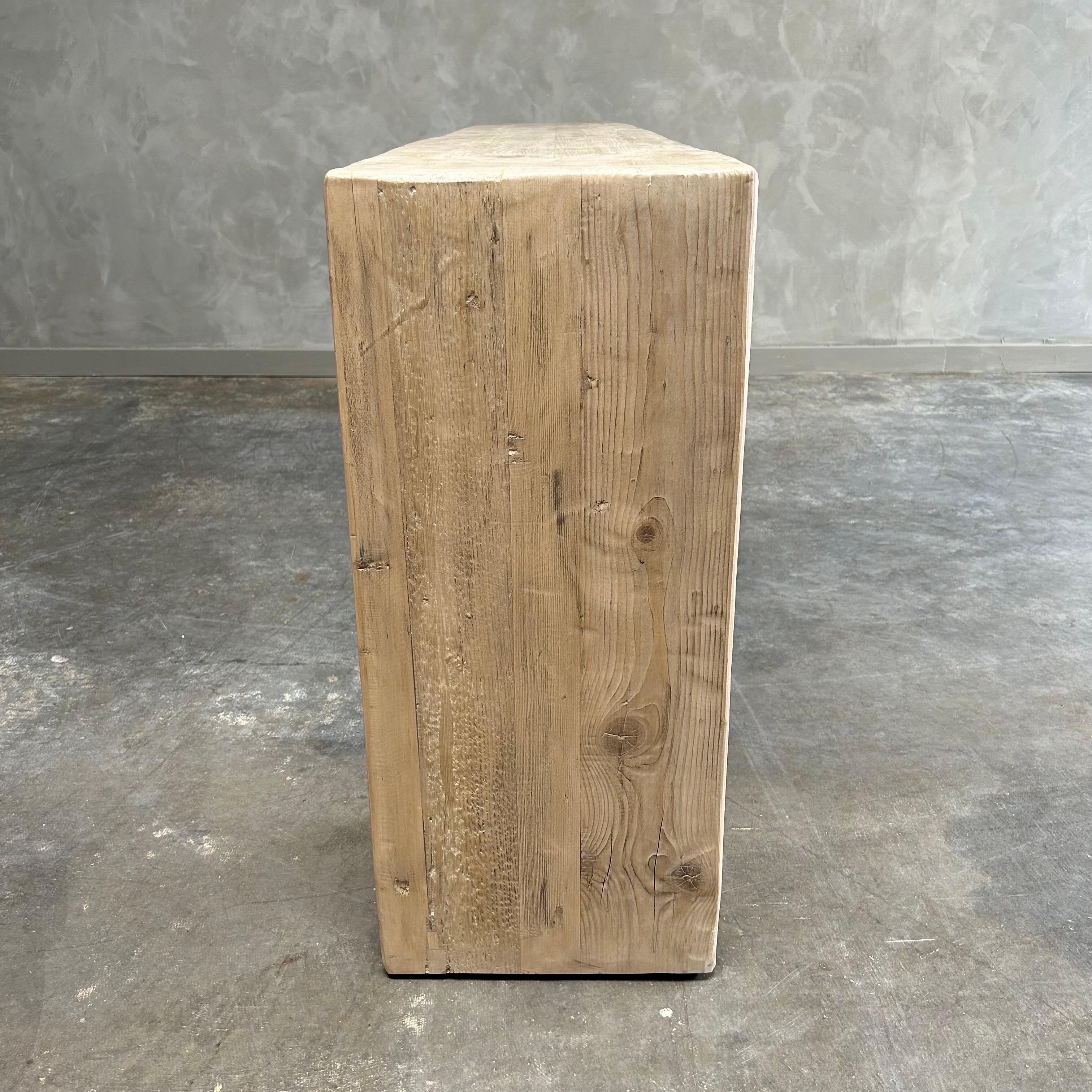 Reclaimed Elm Wood Beam Style Console Table Large 98