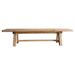Banc en bois d'orme récupéré avec brancard