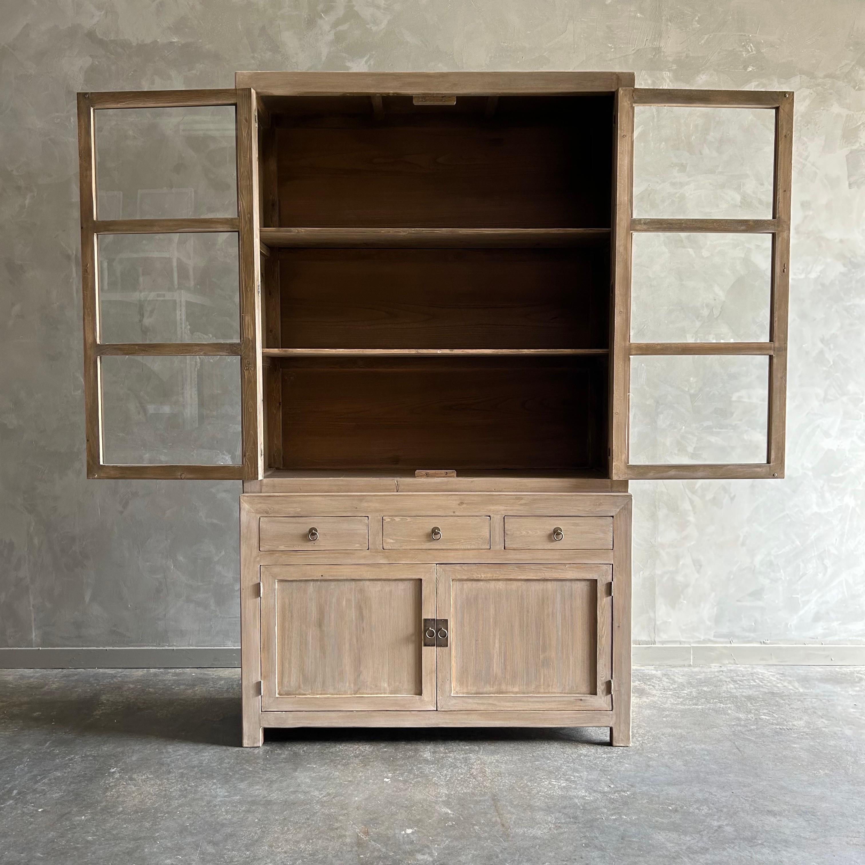 Organic Modern Reclaimed Elm Wood Cabinet or Hutch For Sale